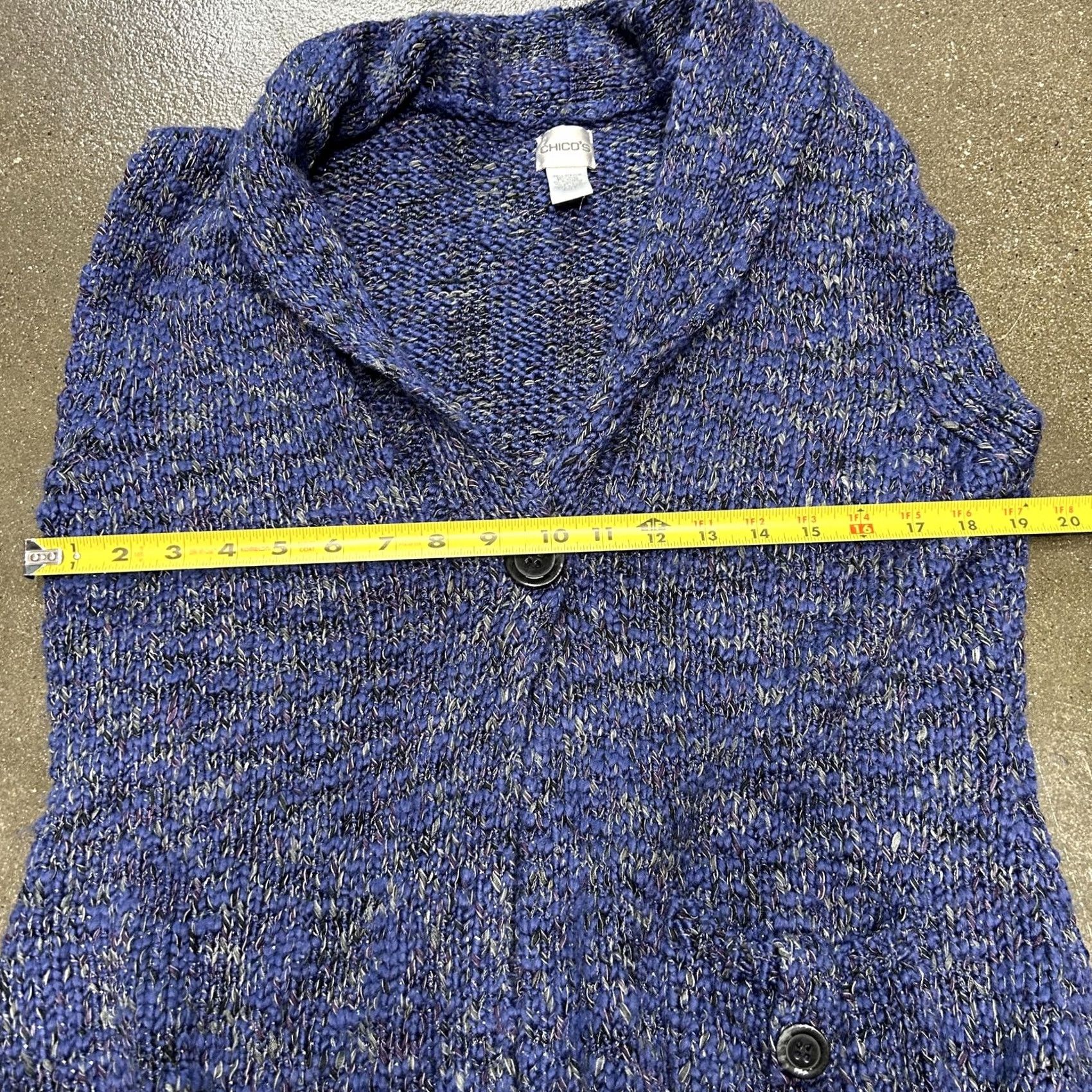 Vintage Chico's Chicos Sweater Vest Womens Size 2 Blue Knit V-Neck Shawl Collar Button Front Pocket Knit Vest Womens 2 Blue Size XS / US 0-2 / IT 36-38 - 4 Thumbnail