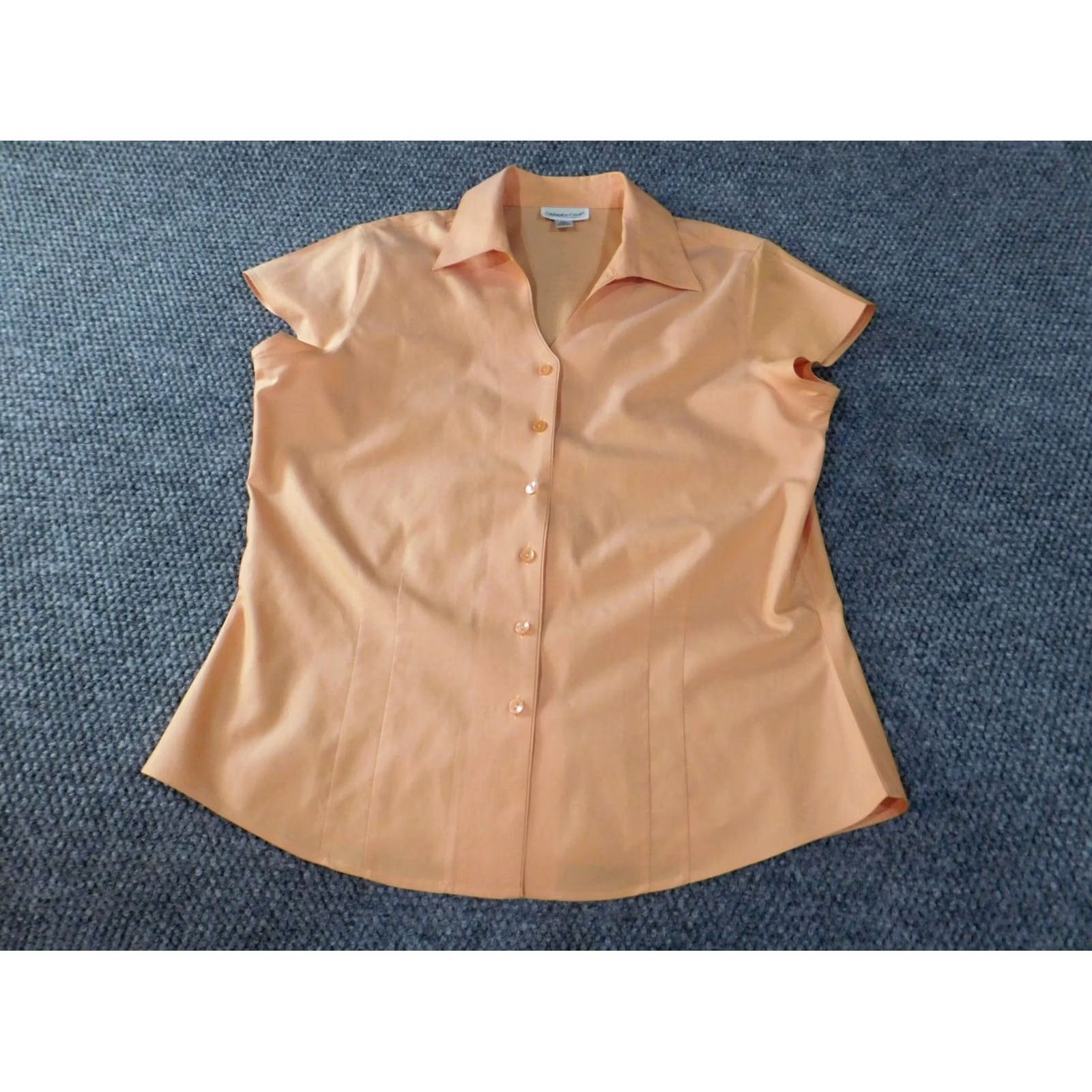 Coldwater Creek Coldwater Creek Womens Blouse Button-Up Orange Short Sleeve Petite PM Classic Casual Shirts Womens Size M / US 6-8 / IT 42-44 - 3 Thumbnail