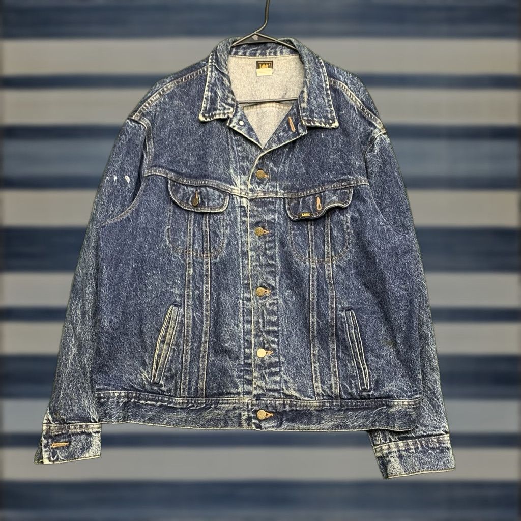 Lee VINTAGE Lee Union Made Denim Trucker Jacket Mens XL USA Made 90s Blue Jean Jacket Workwear Lee PATD-153438 Size US 36 / EU 52 - 1 Thumbnail