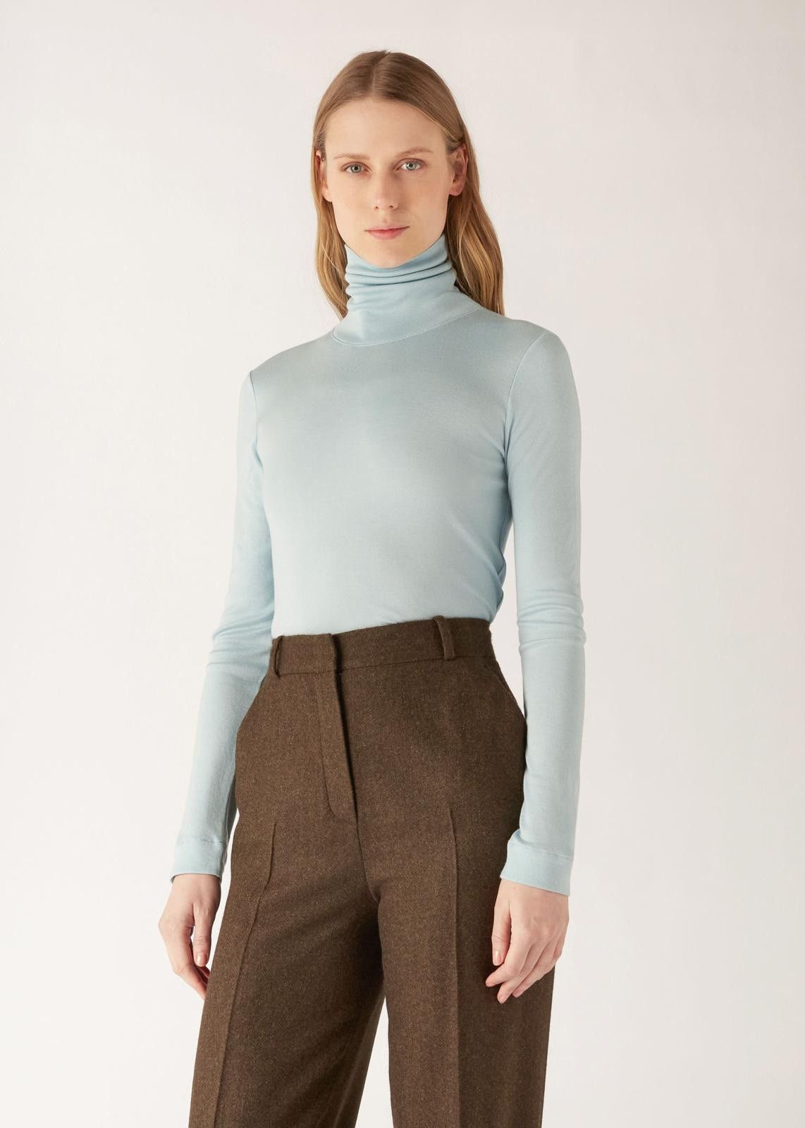 Loro Piana o1srvl11e0125 Guastalla Turtleneck Sweater in Light Blue Size M / US 6-8 / IT 42-44 - 3 Thumbnail