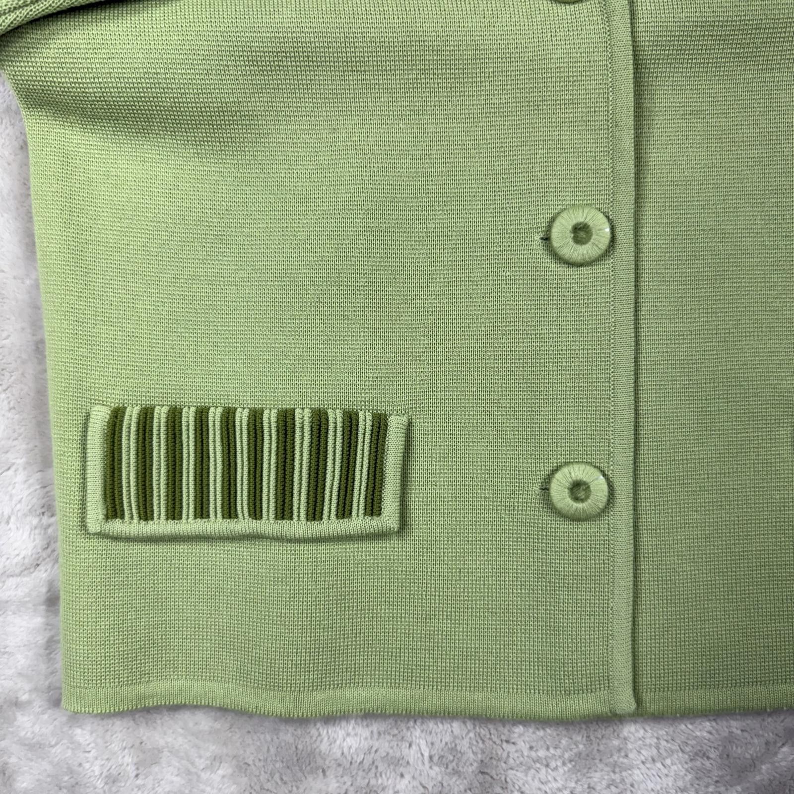 Unknown London Cardigan Women's 10 Mint Green Pure Wool Double Knitted Size L / US 10 / IT 46 - 2 Thumbnail
