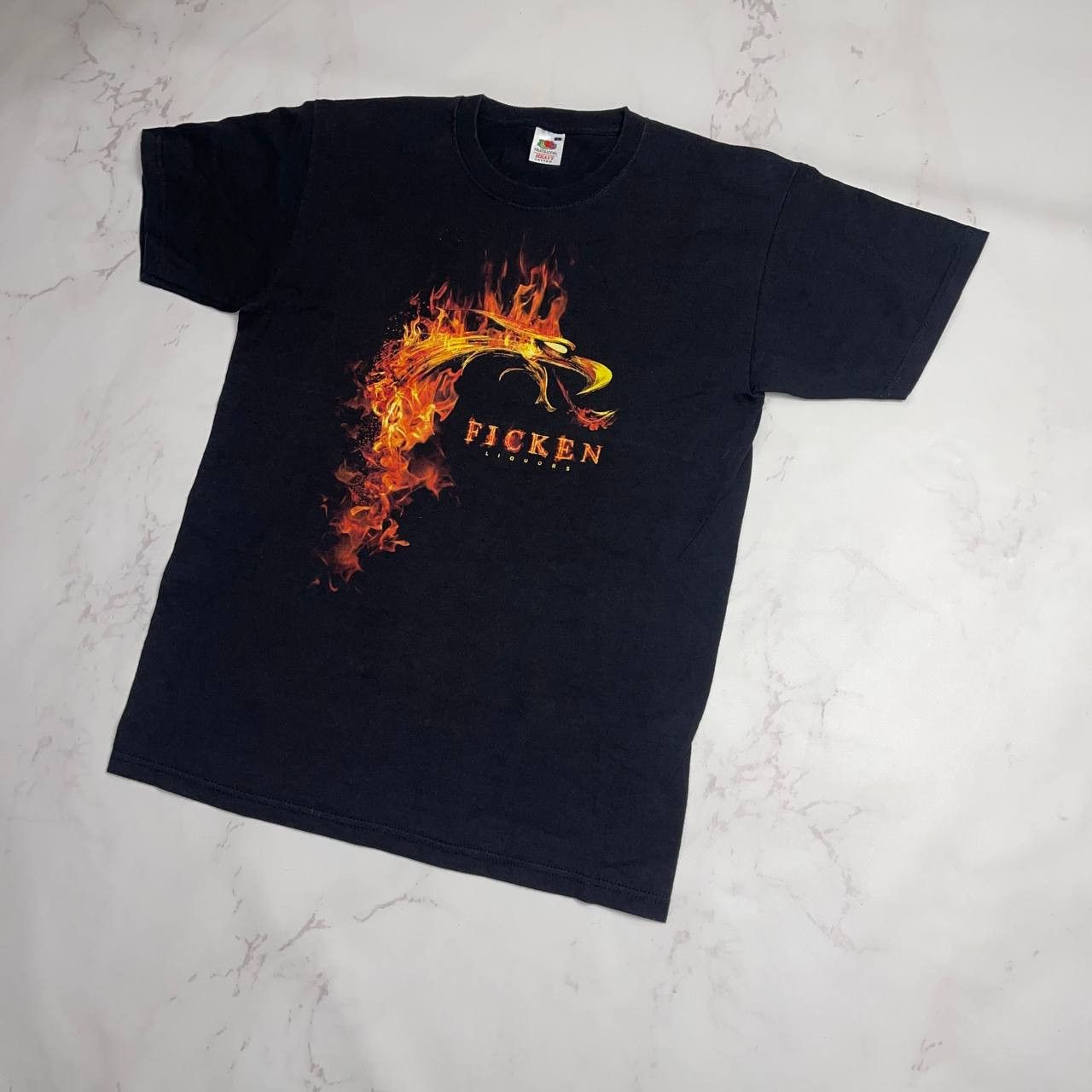 Vintage Vintage t shirt ficken liquors SZ L dragon fire Pheonix Size US L / EU 52-54 / 3 - 3 Thumbnail