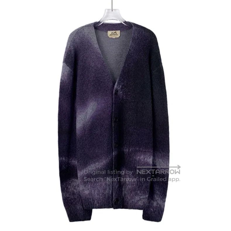 Hermes Hermes Purple Ombre Wool Long Sleeve Single-Breasted Knit Size US XXL / EU 58 / 5 - 1 Thumbnail