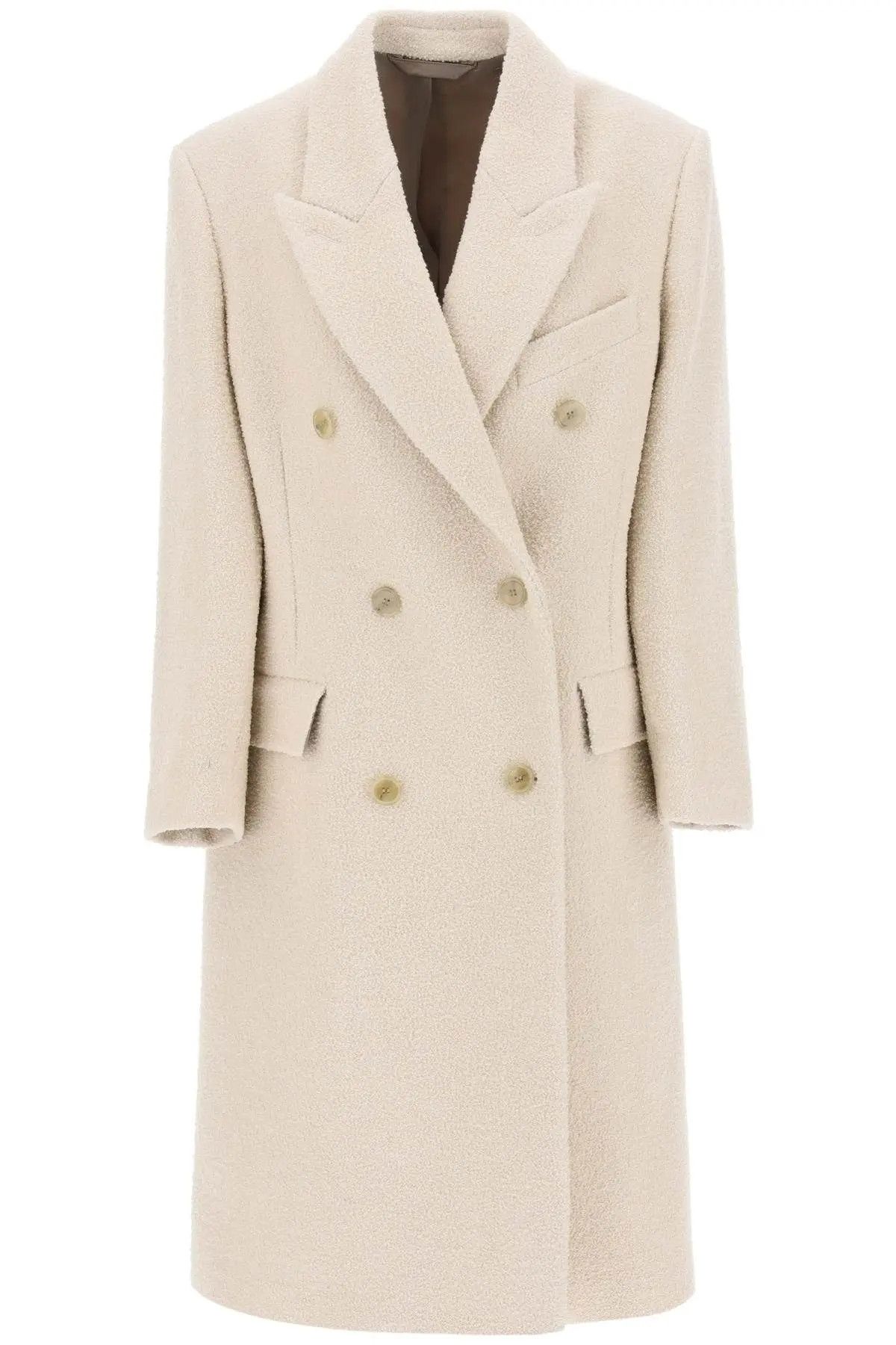 image of Acne Studios O1S22I1N0324 Double-Breasted Wool Coat In Ivory, Women's (Size XS)