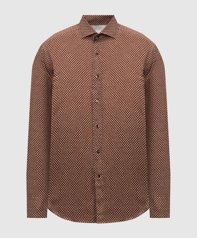 Brunello Cucinelli Brunello Cucinelli Slim Fit Geometric Print Shirt XL Size US XL / EU 56 / 4 - 2 Thumbnail