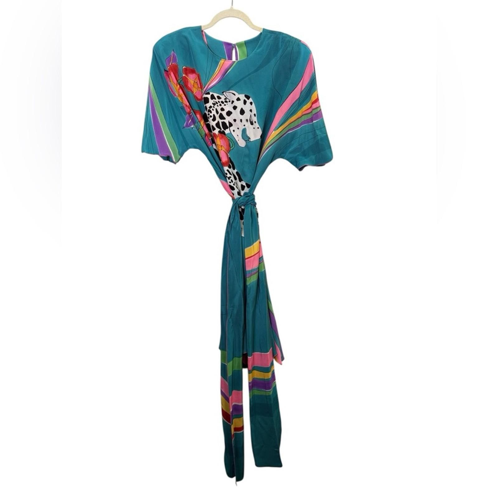 Other Yolanda Lorente Vintage Art to Wear Silk Midi Dress sz L Size L / US 10 / IT 46 - 7 Thumbnail