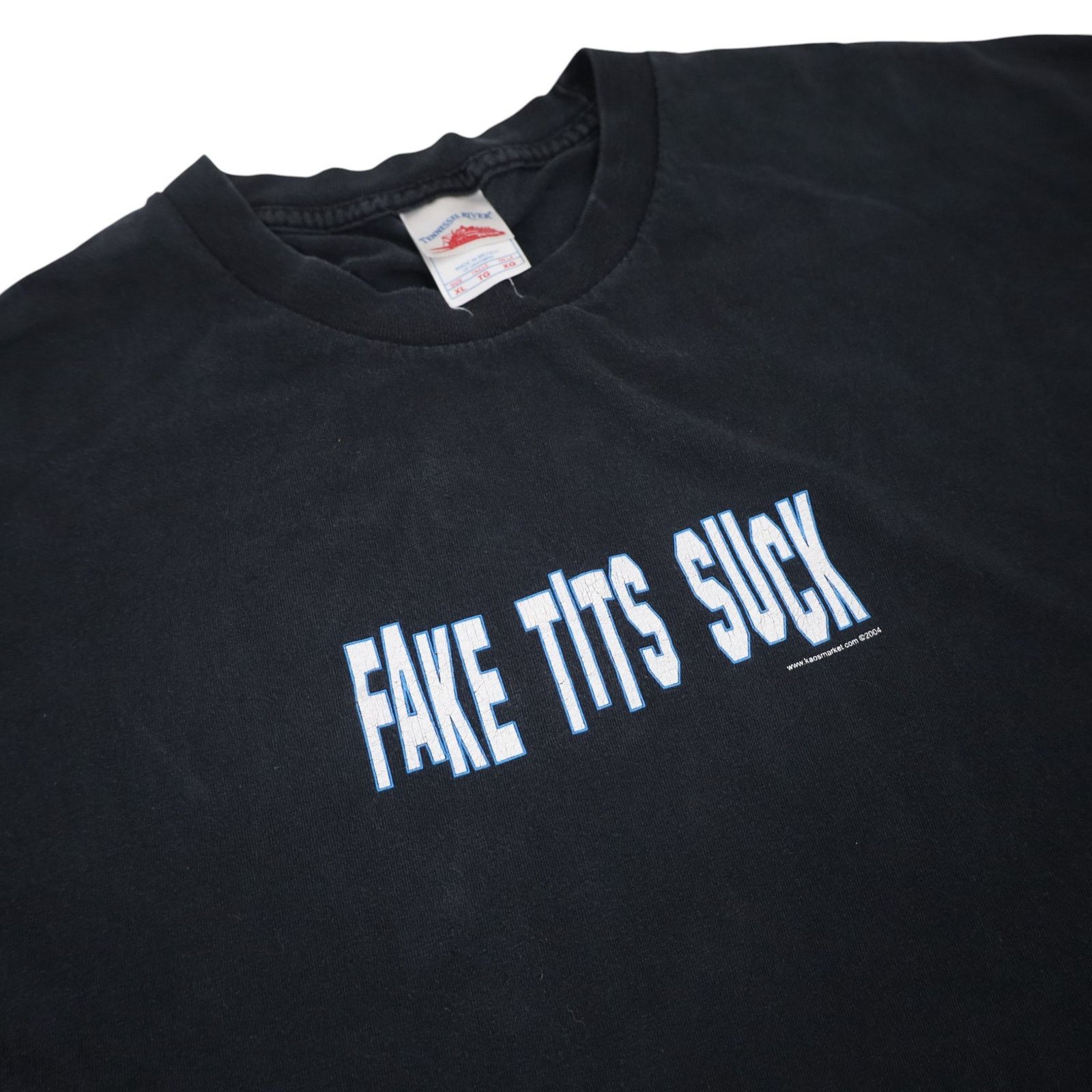 Vintage Vintage Y2k "Fake Tits Suck" Slogan T Shirt Size US XL / EU 56 / 4 - 4 Thumbnail