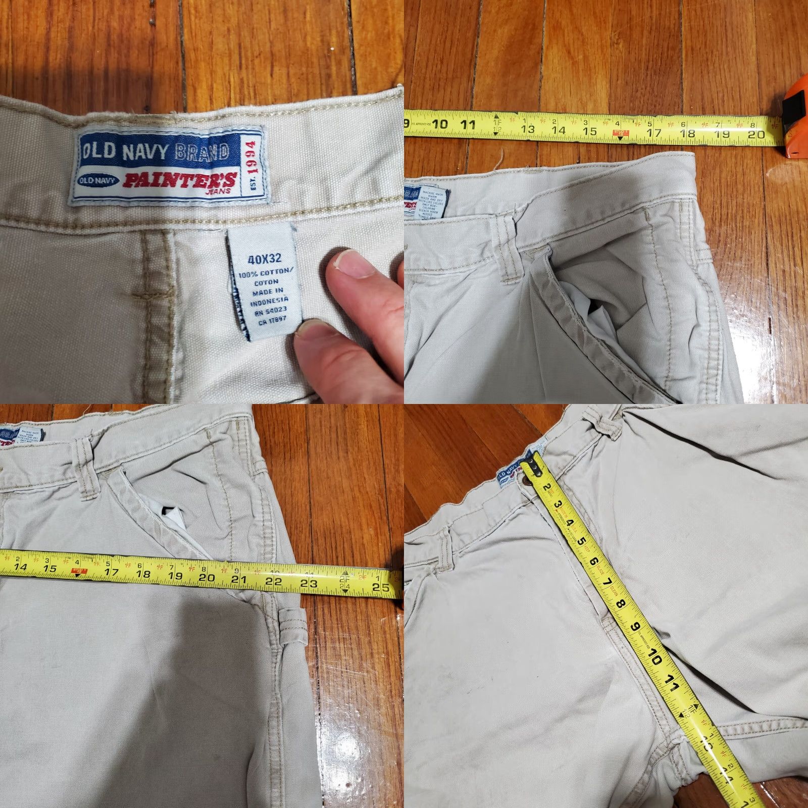 Old Navy VINTAGE Old Navy Pants Mens 40x32 Khaki Carpenter Baggy Carpent er Y2K 90s Punk Grunge Retro Logo Wide-Leg Relaxed Canvas Cotton Beige Size US 40 / EU 56 - 8 Thumbnail