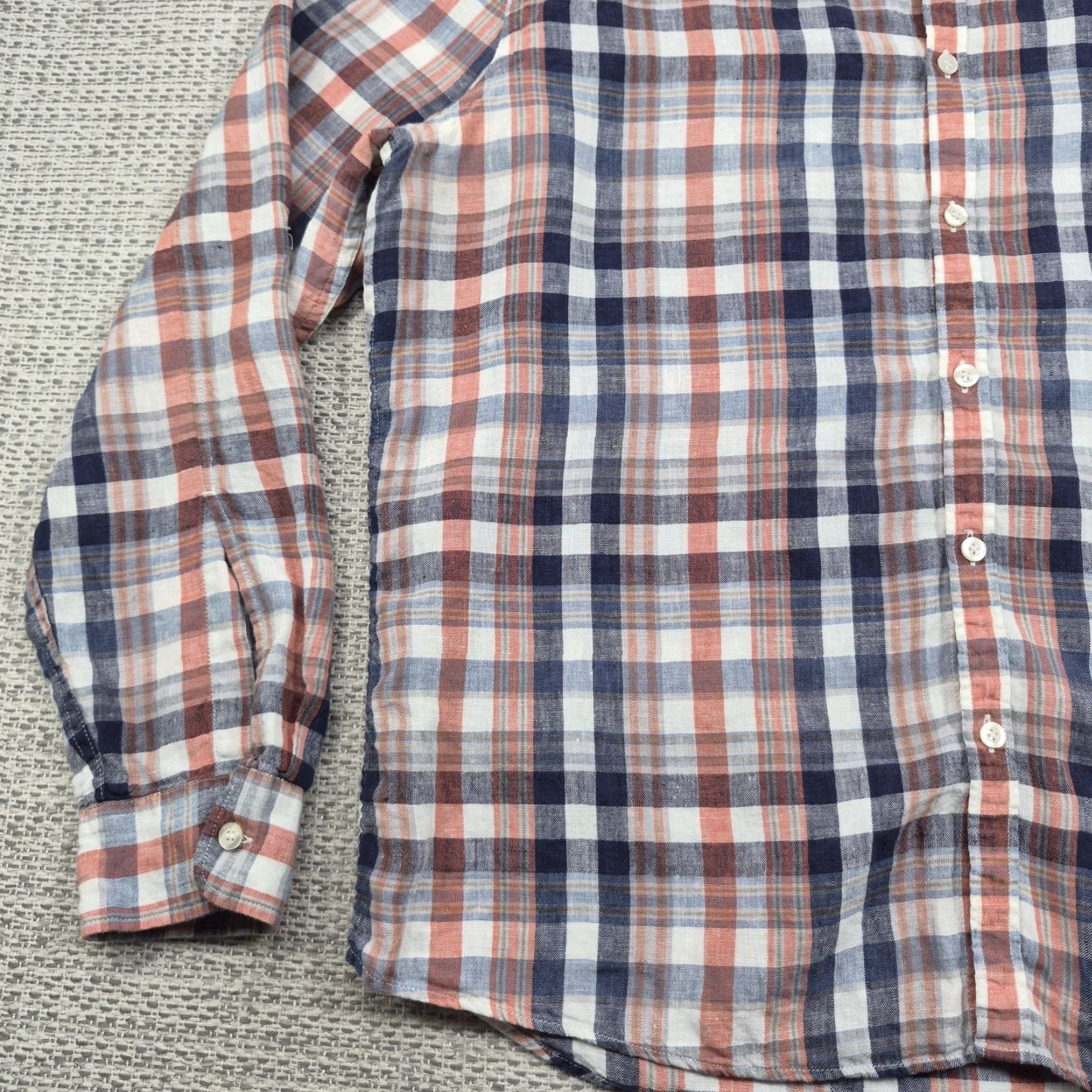 Murano Murano Baird Mcnutt Shirt Mens XL Button Up Plaid Linen Slim Fit Long Sleeve Multicolor Size US XL / EU 56 / 4 - 3 Thumbnail