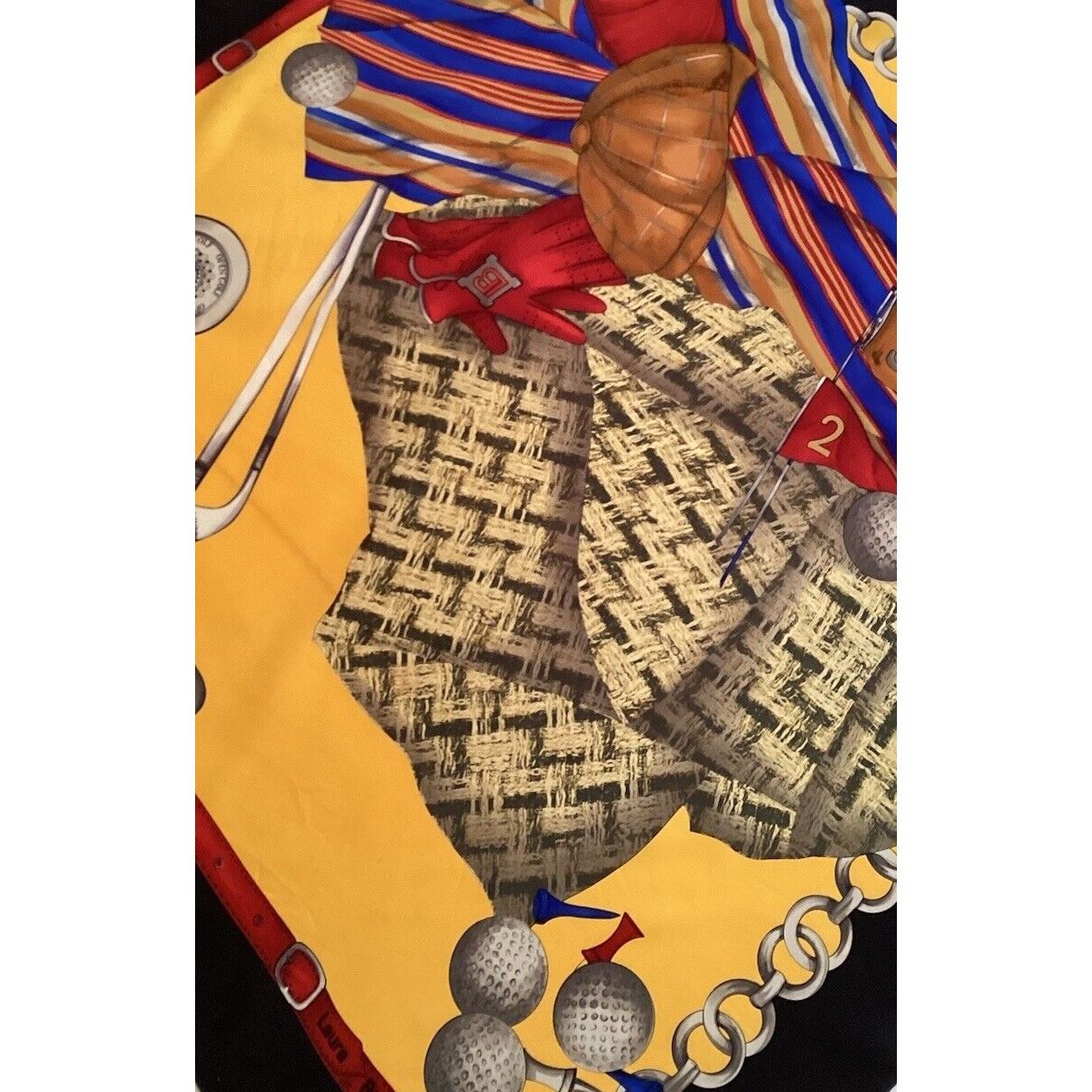 Laura Biagiotti LAURA BIAGIOTTI Yellow Golf Print Silk Scarf Made In Italy Size ONE SIZE - 13 Thumbnail