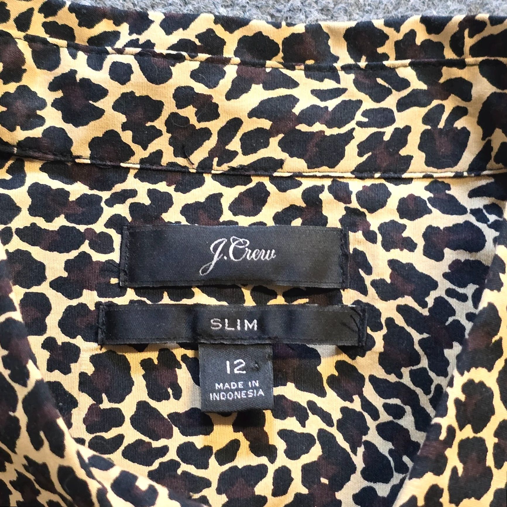 J.Crew J.CREW Blouse Women 12 Brown Black Leopard Button Up Long Sleeve Casual Career Slim Fit Size XL / US 12-14 / IT 48-50 - 3 Thumbnail