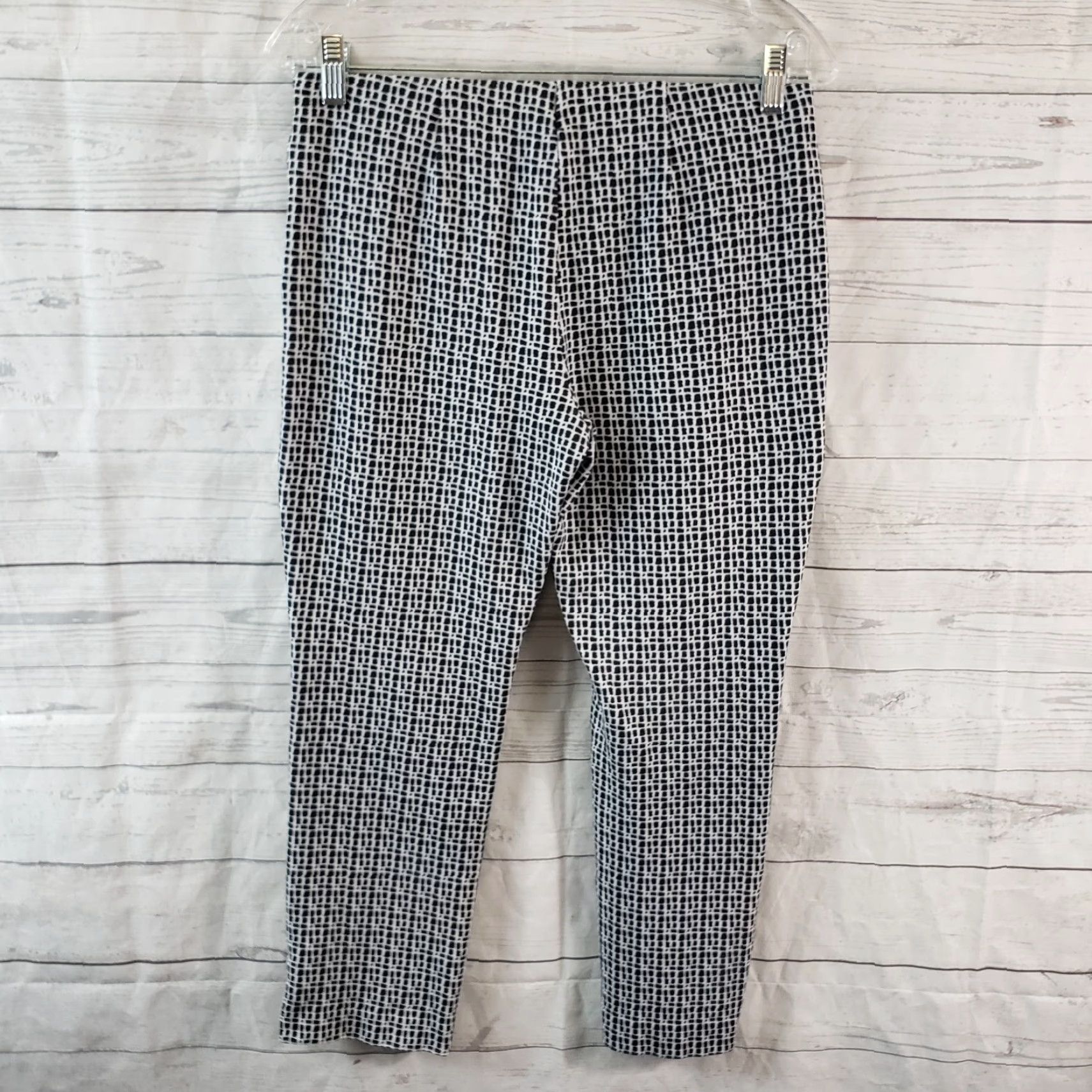 Vintage Chico's Womens Cropped Pants Sz 4 Black White Pull On Mid Rise Rayon Blend Cropped Size 27" / US 4 / IT 40 - 3 Thumbnail