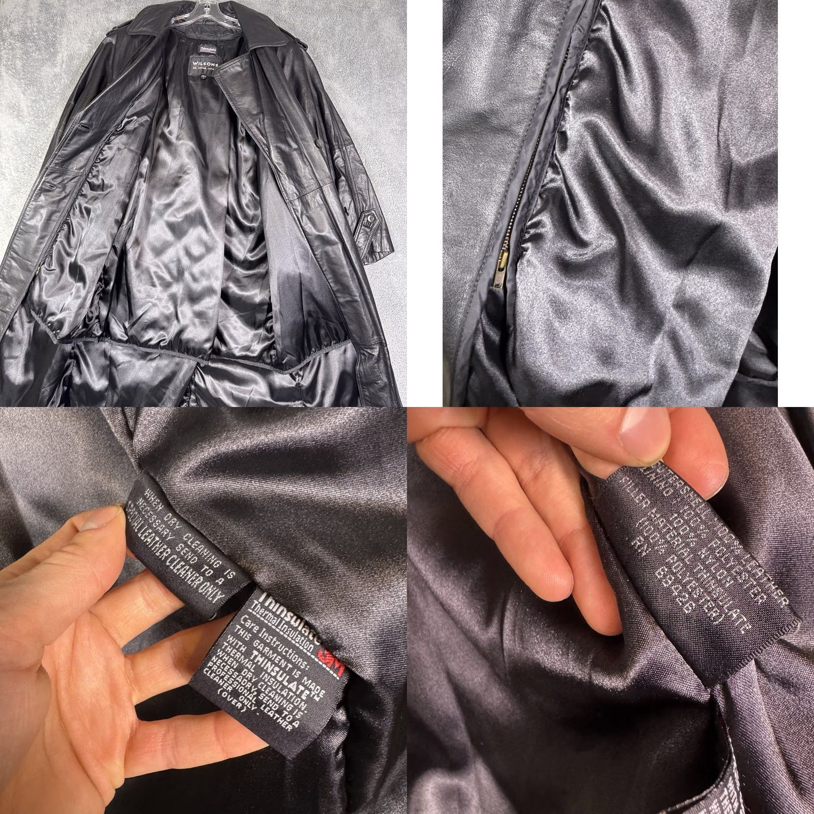 Vintage VINTAGE Wilsons Leather Jacket Womens L Belted Double Breasted Trench Coat Thinsulate Black Long Sleeve Size L / US 10 / IT 46 - 9 Thumbnail