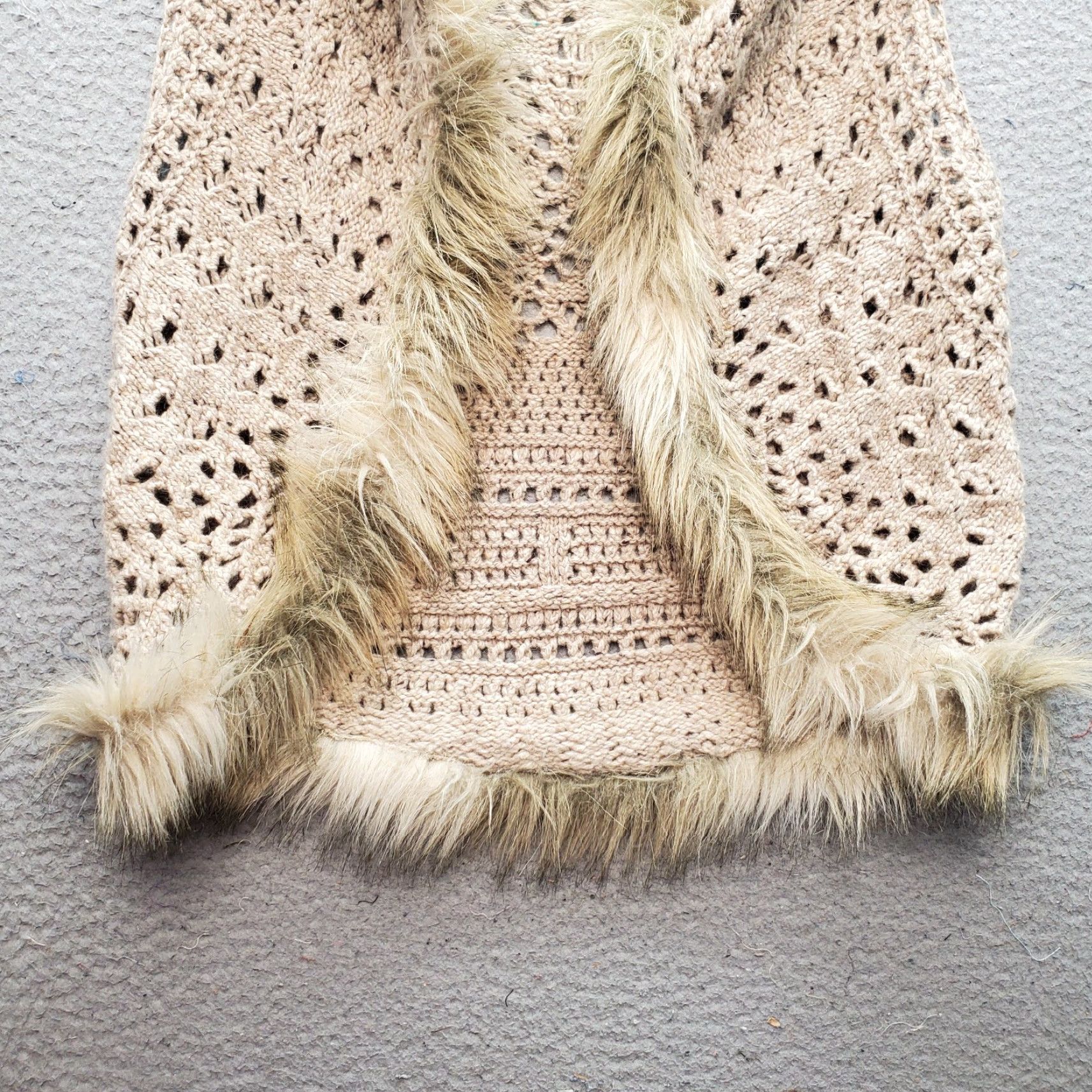 Vintage INC International Concepts Vest Womens PM Crochet Brown Faux Fur Trim Size M / US 6-8 / IT 42-44 - 7 Thumbnail
