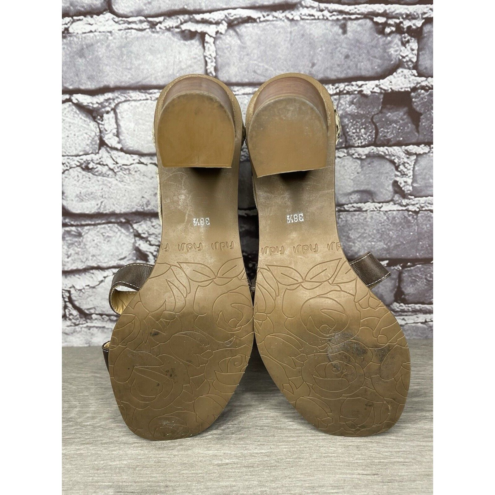 Fiji Fidji Ivory Leather Snake Skin Anke Strap Print Brown Heel S Size US 8 / IT 38 - 15 Thumbnail