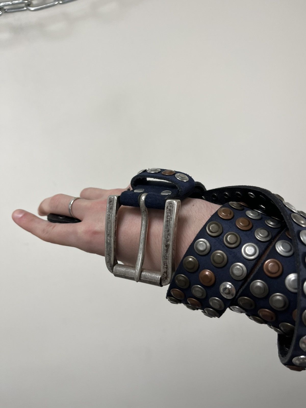 Japanese Brand Vintage B.B. Simon Style Y2K Archival Studded Leather Belt Size ONE SIZE - 6 Thumbnail