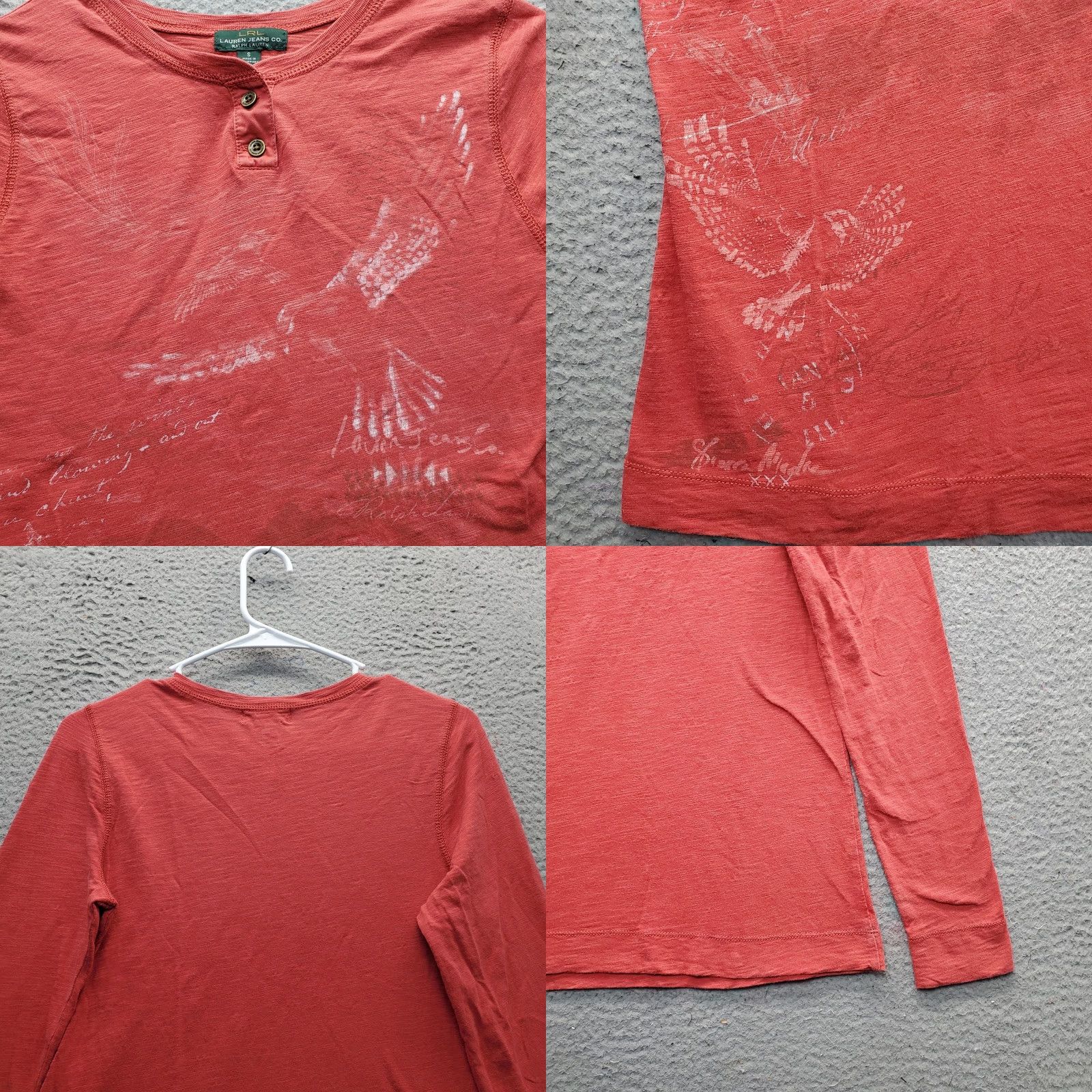Ralph Lauren Lauren Ralph Lauren Henley Top Women S Orange Graphic Long Sleeve Pullover Shirt Size S / US 4 / IT 40 - 8 Thumbnail