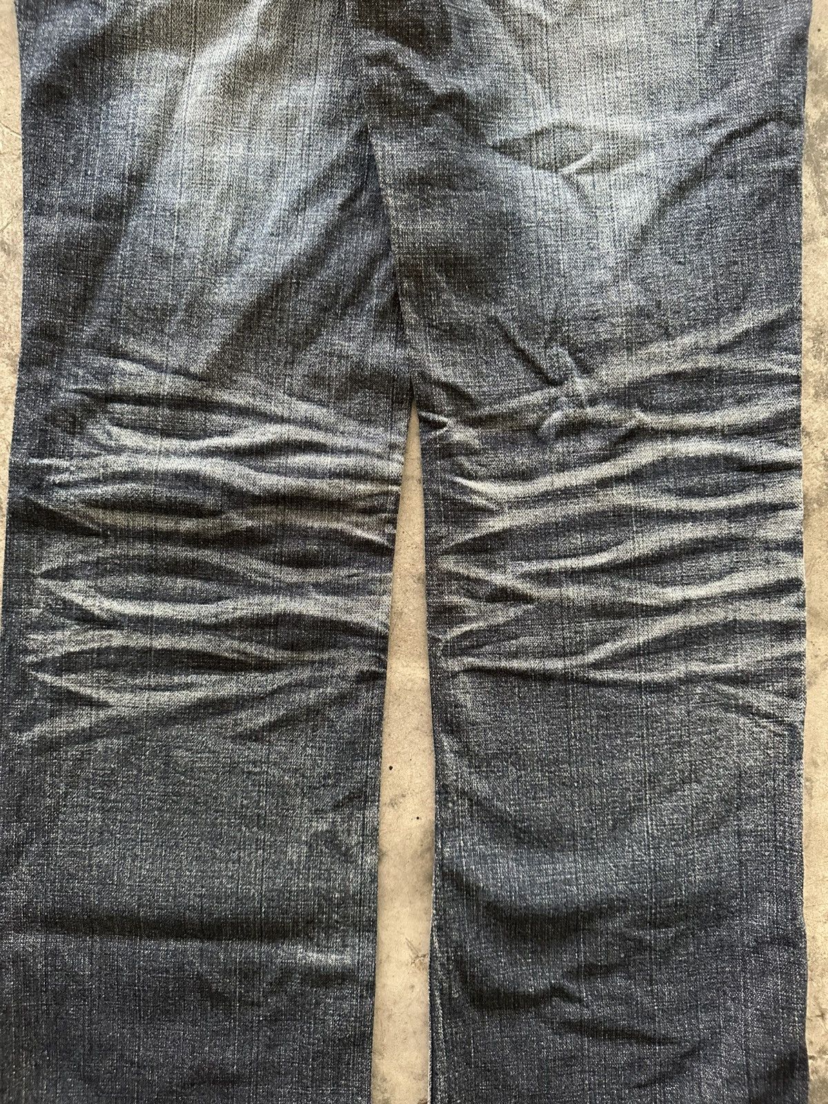 If Six Was Nine Y2K Japanese Whisker Wash Flared Jeans Size 33" - 14 Thumbnail