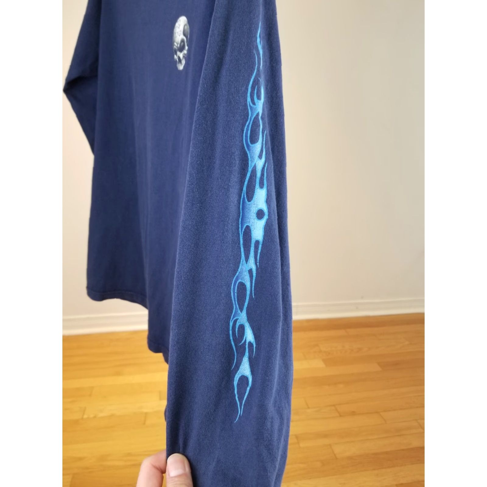 Vintage VINTAGE TO THE EDGE SHIRT SKATEBOARD DRAGON SKULL T-SHIRT BLUE SZ S Mens 90s 27 INCH Long Sleeve? Size US S / EU 44-46 / 1 - 6 Thumbnail