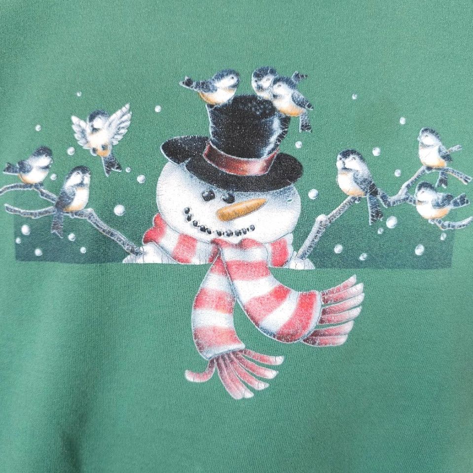 Vintage VINTAGE Morning Sun Snowman Sweatshirt Womens Size Medium Green 90s Birds Snow Christmas Mens? Womens Size M / US 6-8 / IT 42-44 - 3 Thumbnail