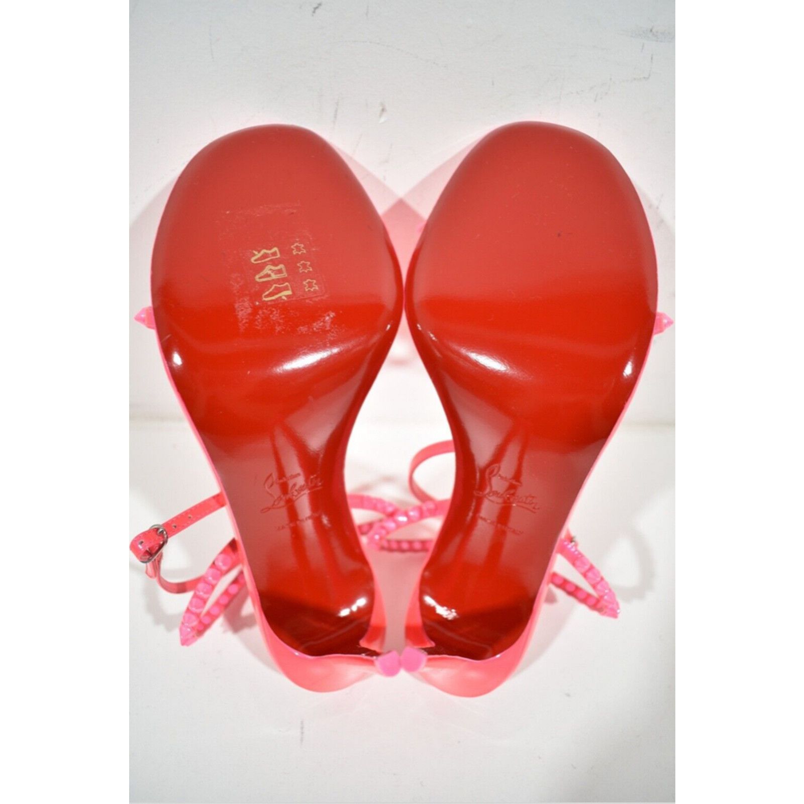Christian Louboutin So Me 100 Fluo Pink Patent Ankle Strap Sandal Heel Pump 39.5 Size US 9.5 / IT 39.5 - 12 Thumbnail