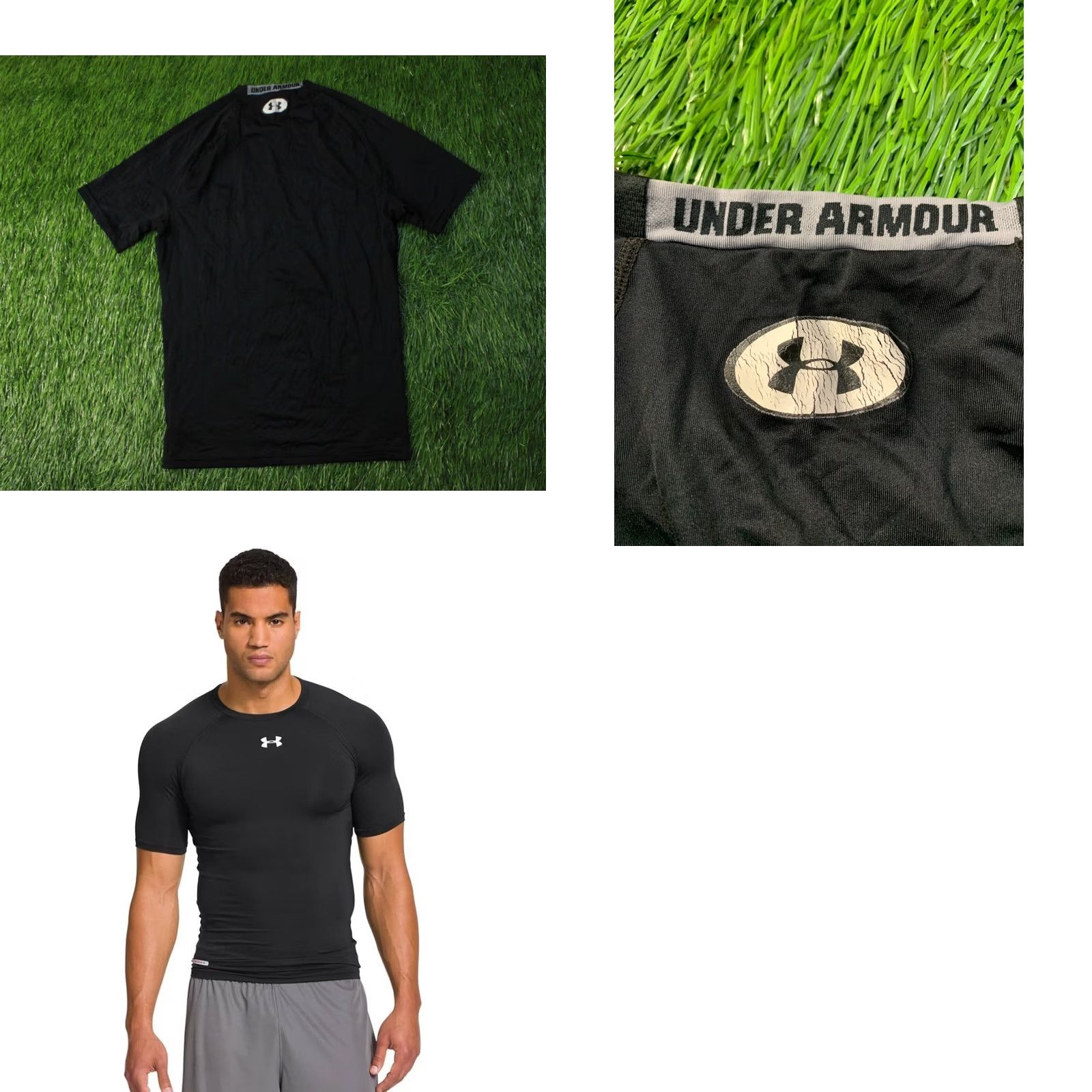 Under Armour Under Armour HeatGear Shirt Men's T-Shirt Jersey 2014 L Black and Gray Short Sleeve Crew Neck CrossFit Performance Compression Shirt Size US L / EU 52-54 / 3 - 8 Thumbnail