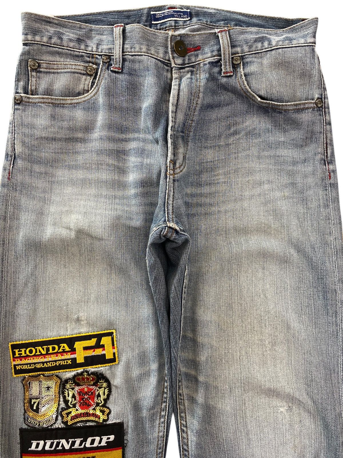 VILLAND Villand Faded Wash Whiskered Patch Work Style Straight Leg Size US 31 - 2 Thumbnail