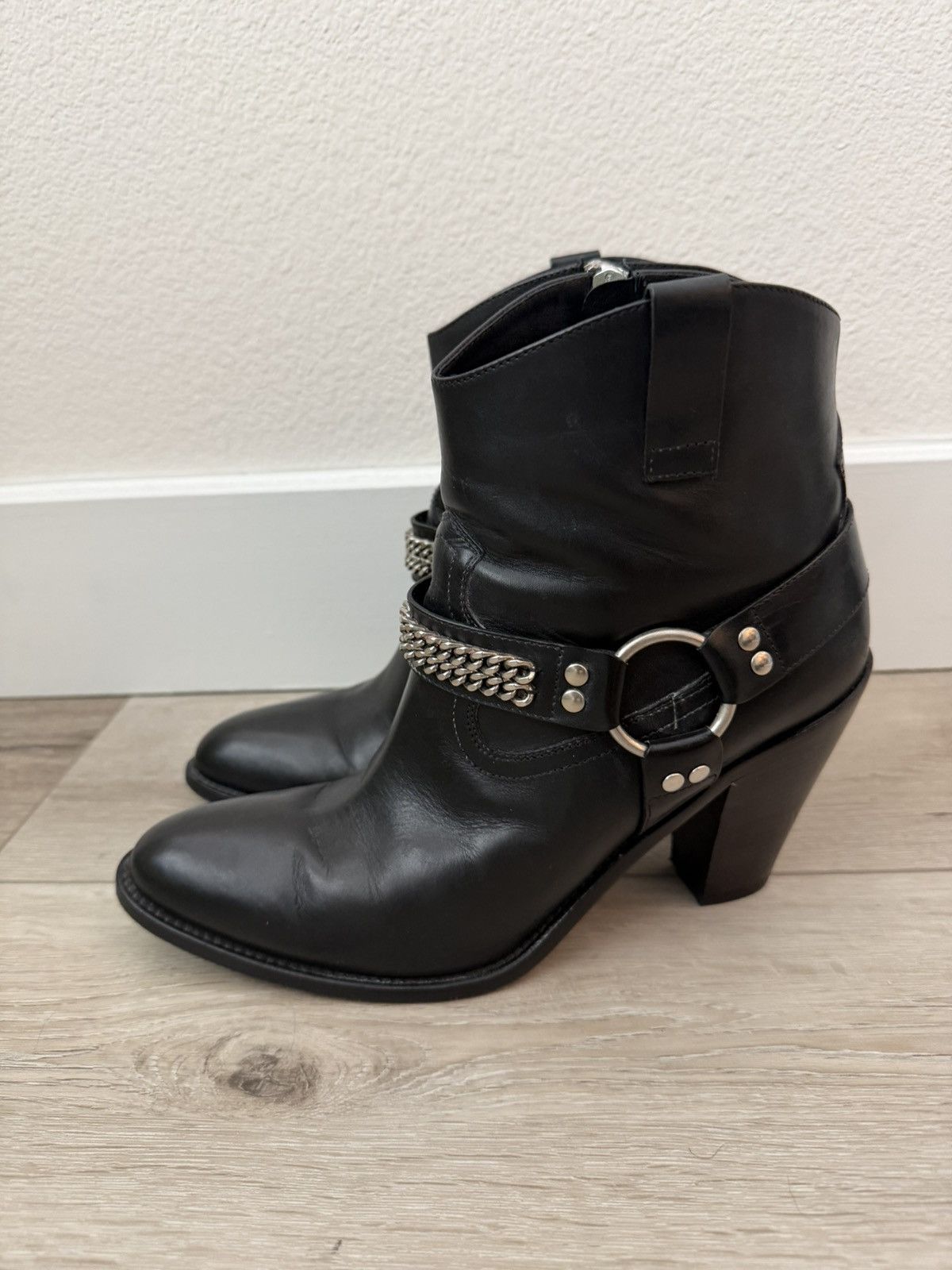 Saint Laurent Paris Curtis 80 Leather Chain Boots 40 Size US 10 / IT 40 - 3 Thumbnail