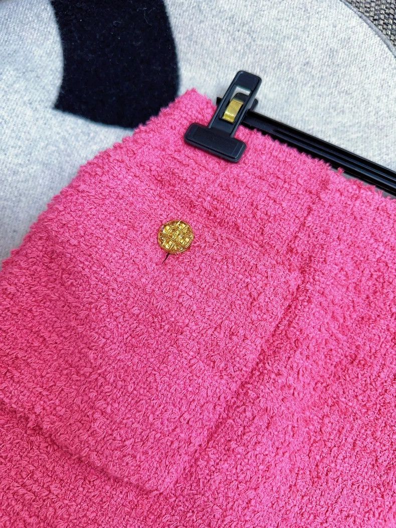 Other Chanel 22s peach pink tweed asymmetrical hem skirt Size 26" / US 2 / IT 38 - 3 Thumbnail