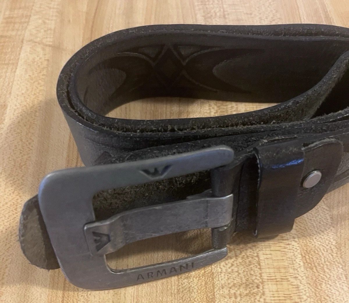 Armani Armani Western Brown Belt With Chrome Buckle Size 42 - 1 Thumbnail