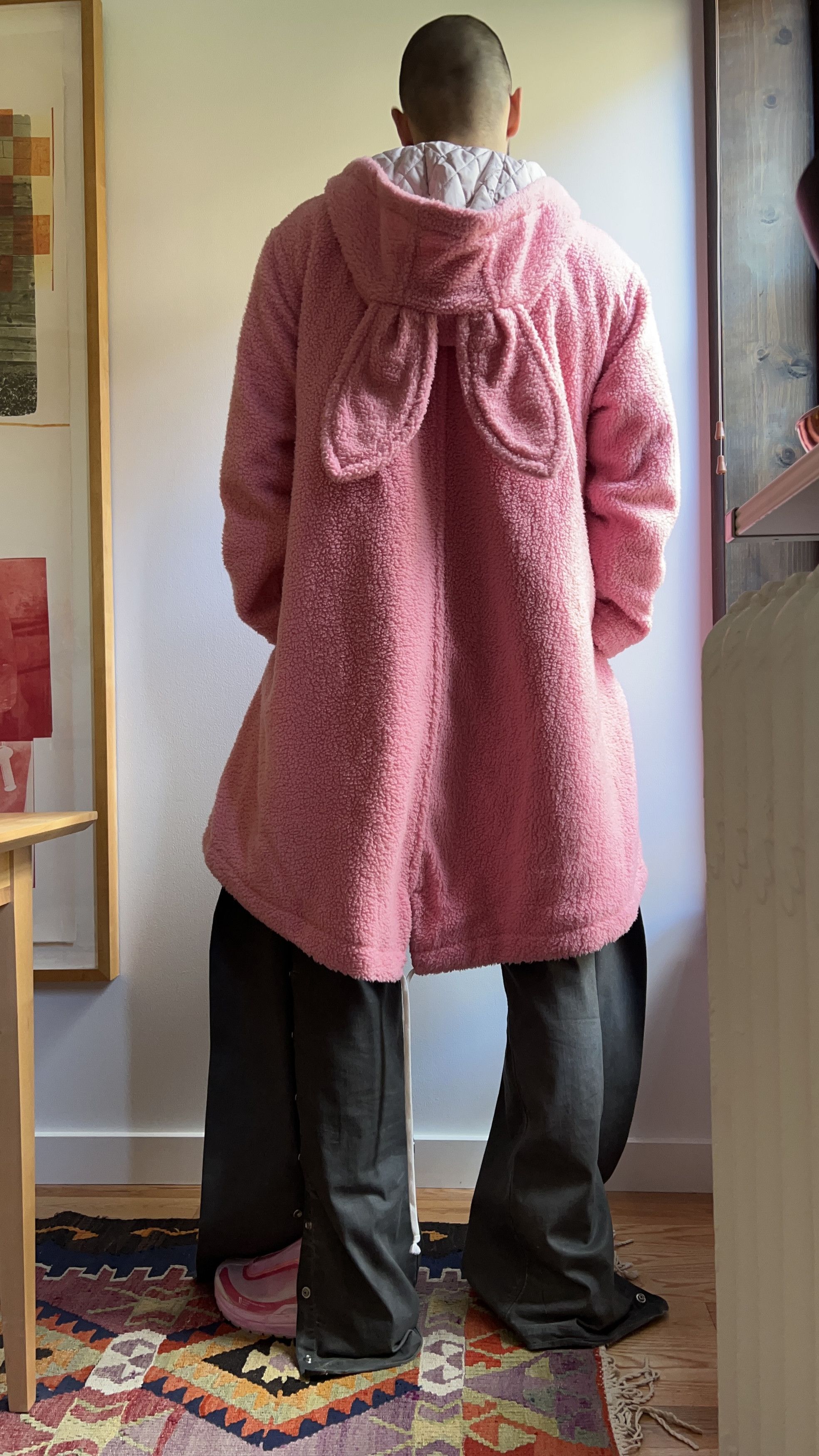 Comme des Garcons Homme Plus CDG Shirt Boys Pink Fleece Hooded Bunny Ear Poncho Size US S / EU 44-46 / 1 - 3 Thumbnail