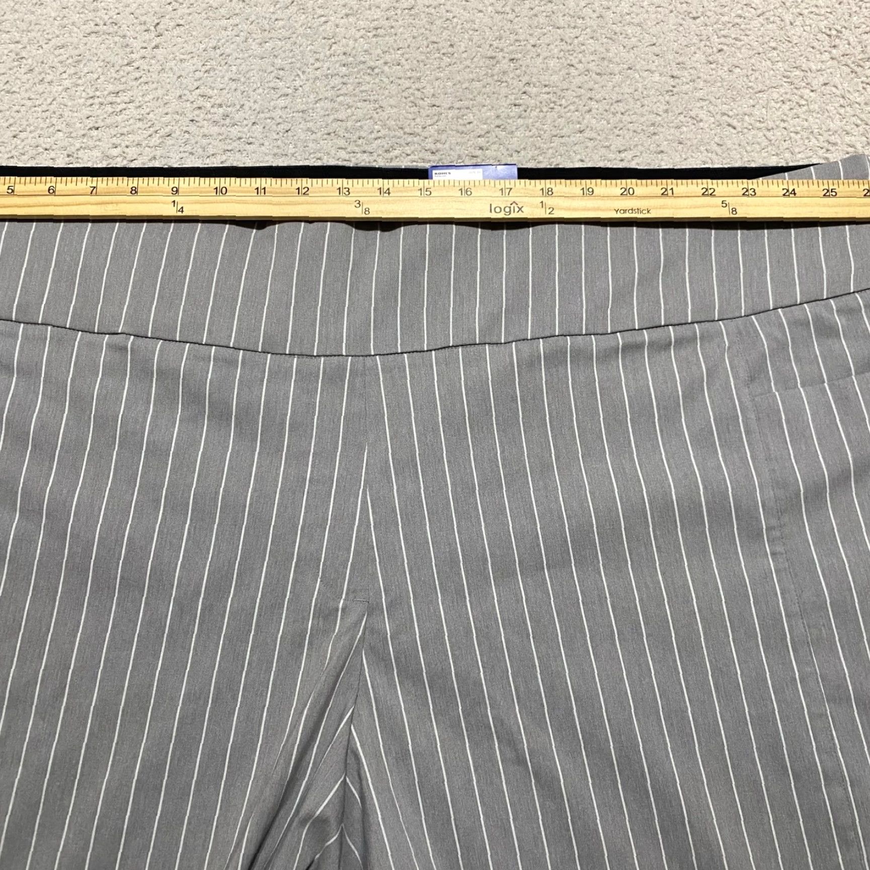 Apt. 9 Apt. 9 Womens 4X Plus Pants Gray Striped High Rise Ankle Pull On Elastic Waist 52 in Inseam 26.5 in NWT Size 38" / US 16 / IT 52 - 5 Thumbnail