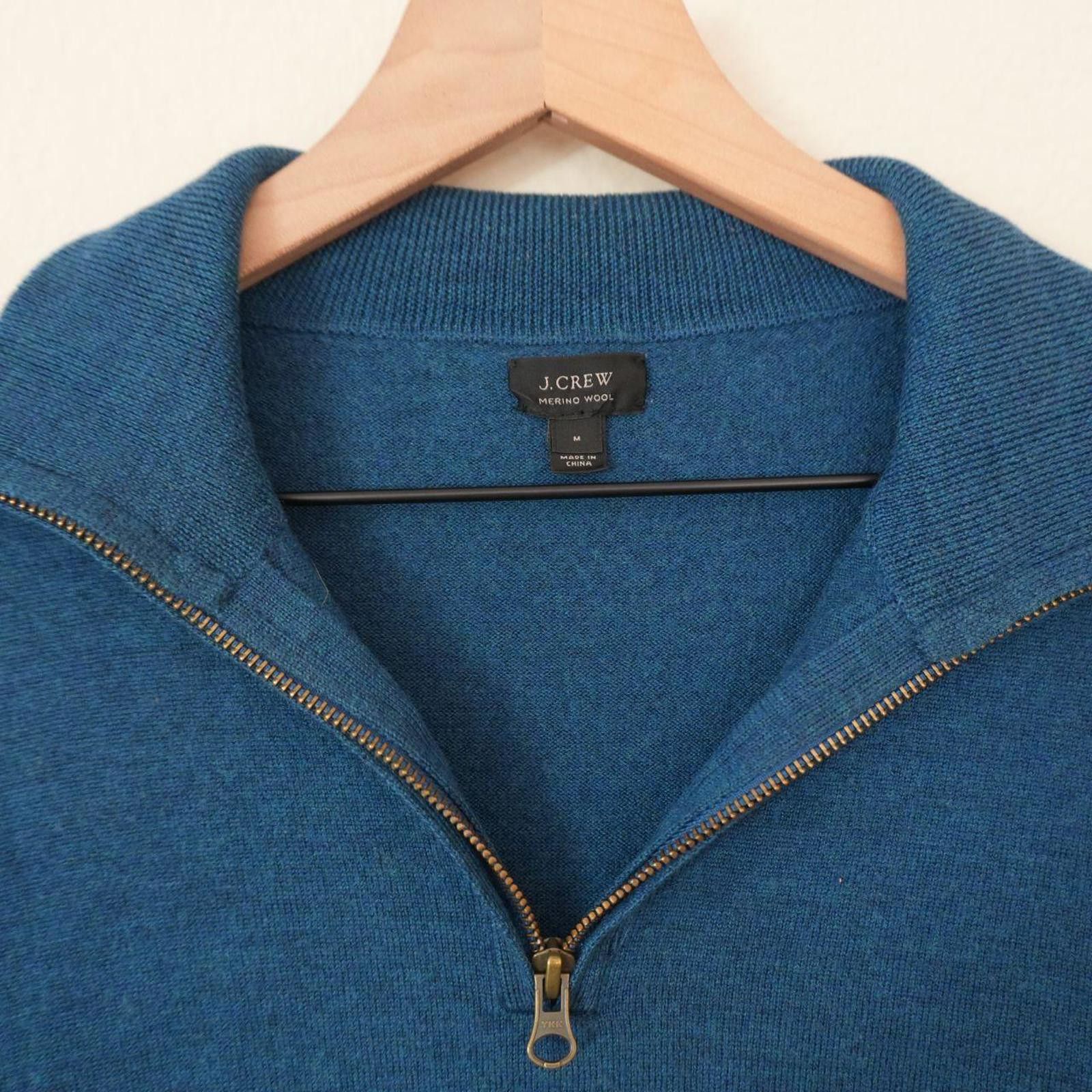 J.Crew J-Crew Sweater Women's M Blue 1/4 Zip Merino Wool Size M / US 6-8 / IT 42-44 - 3 Thumbnail