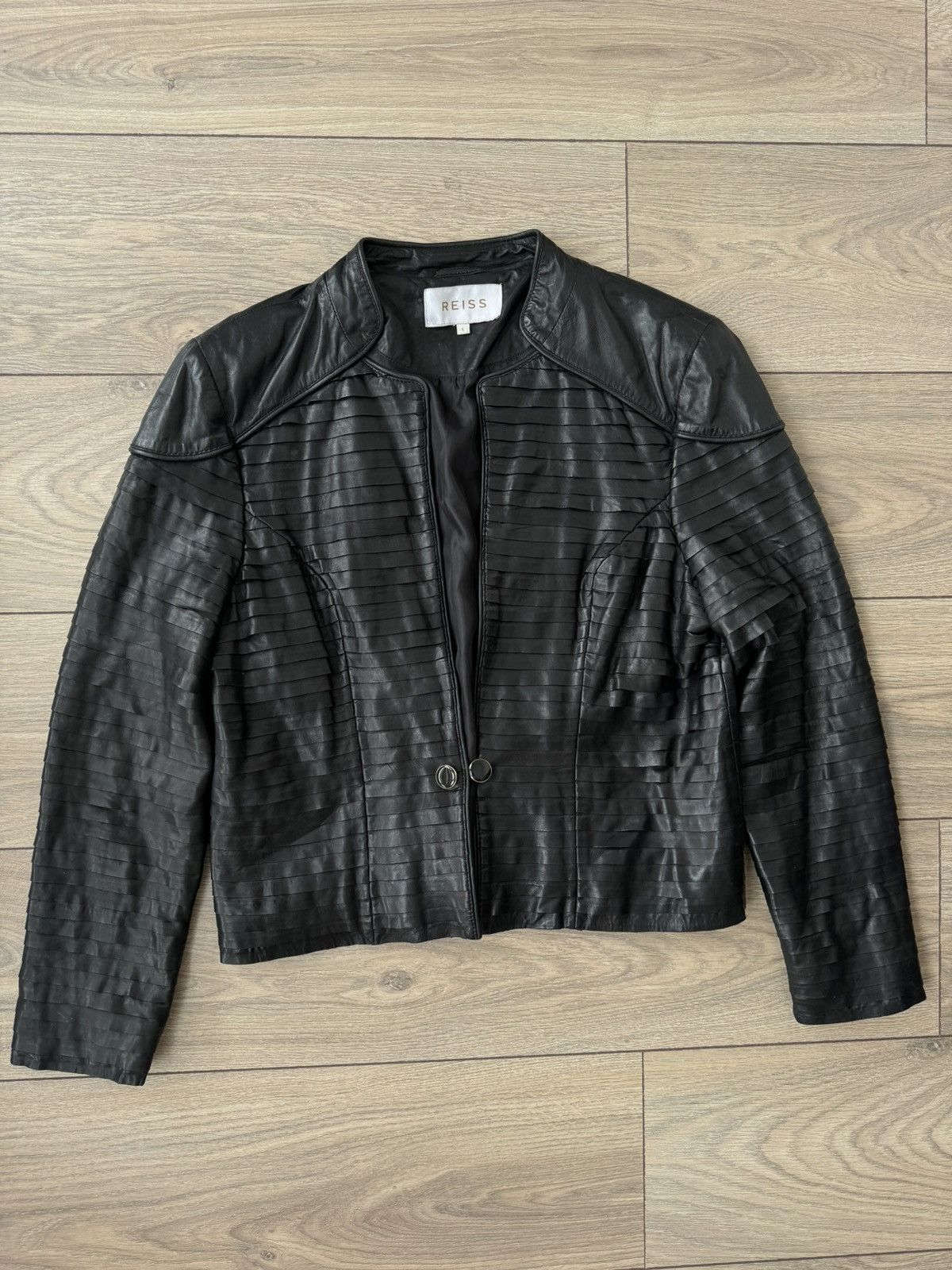Reiss REISS Leather Jacket Avant-Garde Panelled Design Minimalist Size L / US 10 / IT 46 - 1 Thumbnail