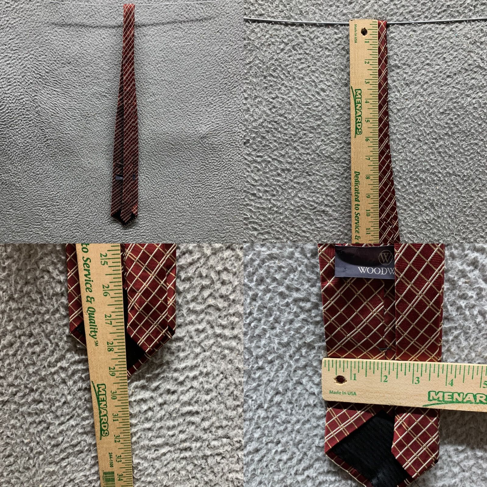 Vintage Vintage Woodward Tie Red Diamond Mens OS Silk 3.75 Inch Formal Neck Adult Pattern Geometric Classic 57"-60" Size ONE SIZE - 8 Thumbnail