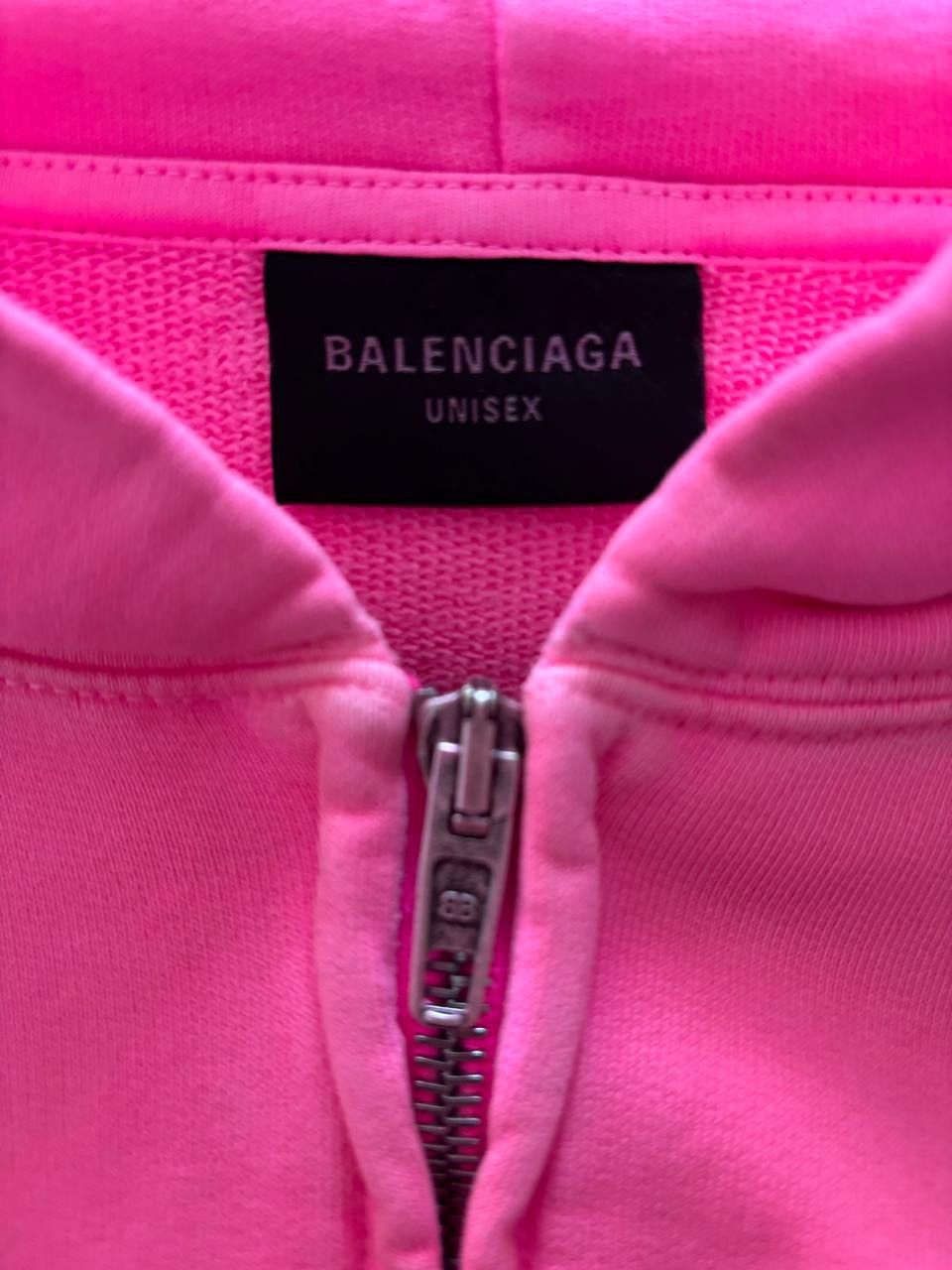 Balenciaga Distressed Fadded Paris Zip Up Hoodie in Pink Size US XS / EU 42 / 0 - 3 Thumbnail