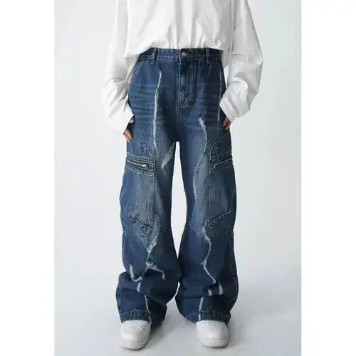 Designer × Vintage flared baggy damaged ripped cargo pants Size US 32 / EU 48 - 1 Thumbnail