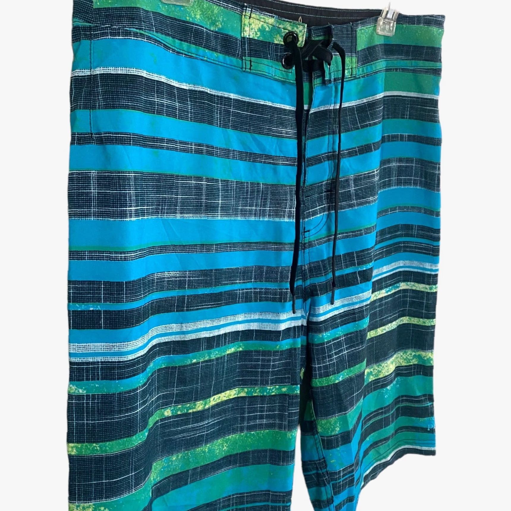 Prana Prana Sediment Board Short Mens 33 Blue Stripe Stretch Surf Beach Swim Trunks Size US 33 - 3 Thumbnail