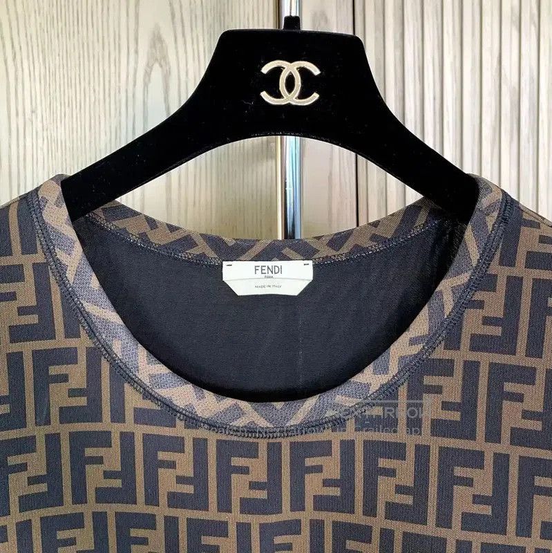 Fendi Fendi Brown Printed Short Sleeve Midi Dress . Size M / US 6-8 / IT 42-44 - 7 Thumbnail