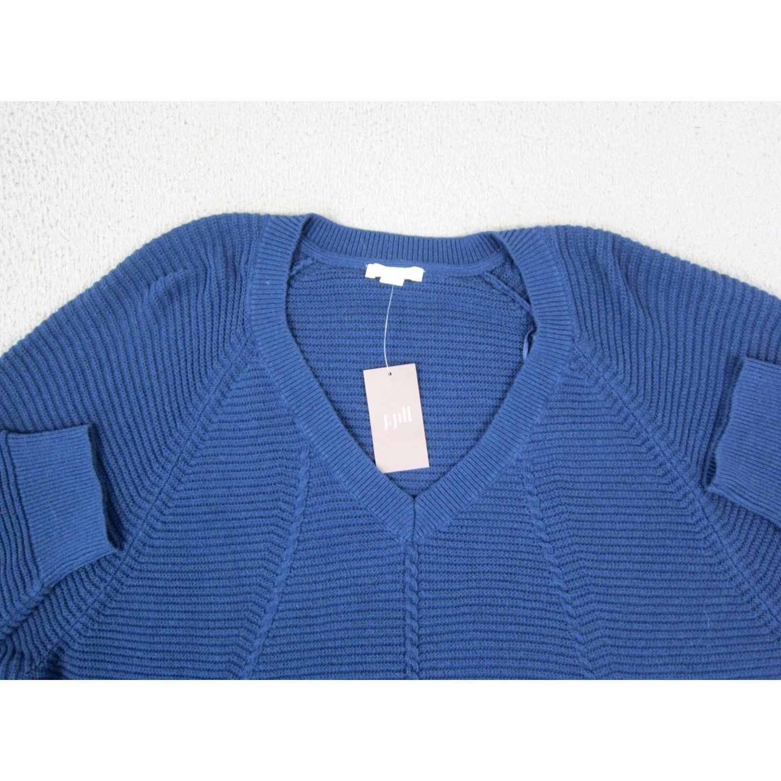 J. Jill J.Jill Sweater XL Blue V-Neck Dolman-Sleeve Pullover Cotton Womens Knit Pullover Casual Blue XL Womens Pullover Sweater Size XL / US 12-14 / IT 48-50 - 2 Thumbnail