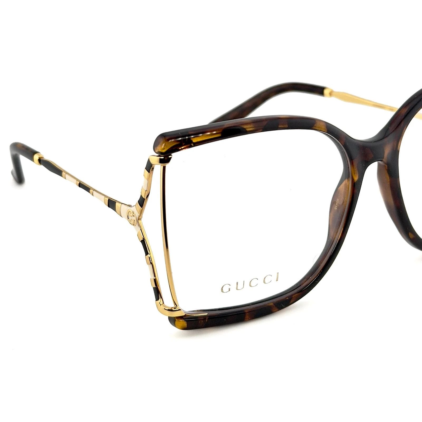 Gucci GUCCI GG0592O 0592 Brown Gold Stripe Retro Eyeglasses 002 Size ONE SIZE - 8 Thumbnail