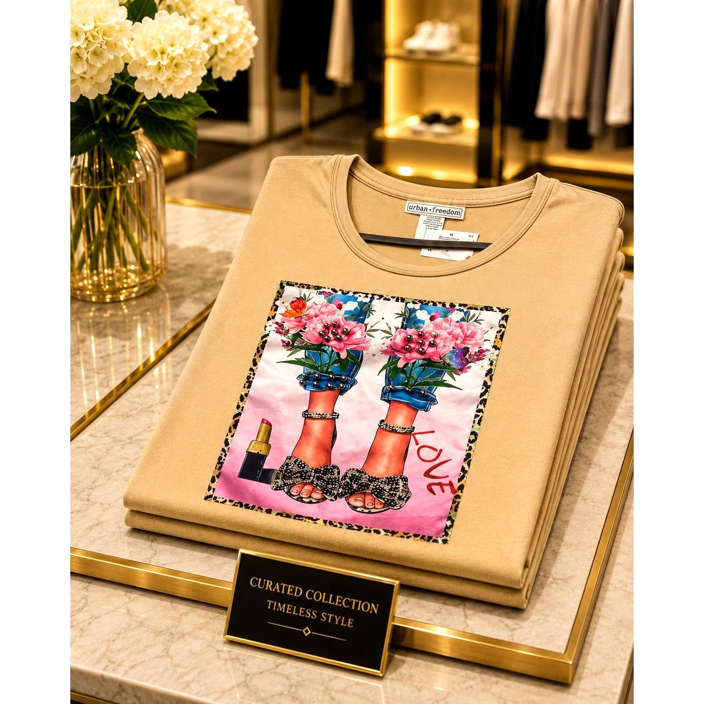 Other Studded Studs Urban Freedom Blinged Out Tee Shirt Beige M Size M / US 6-8 / IT 42-44 - 1 Thumbnail