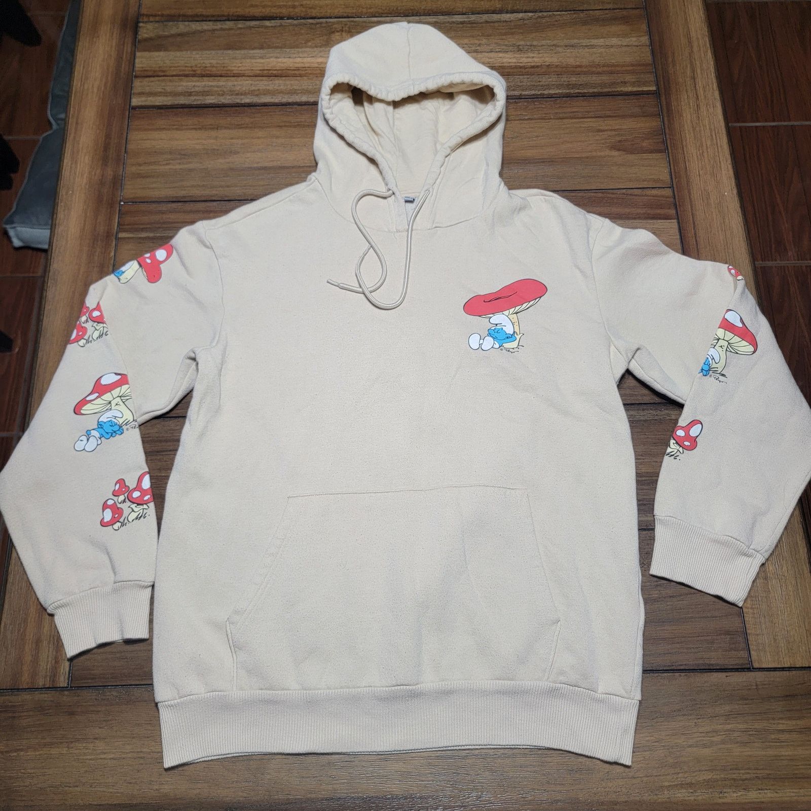 Other Smurfs LS Beige Unisex Hoodie Snooze Smurf - Size Medium Size M / US 6-8 / IT 42-44 - 1 Thumbnail