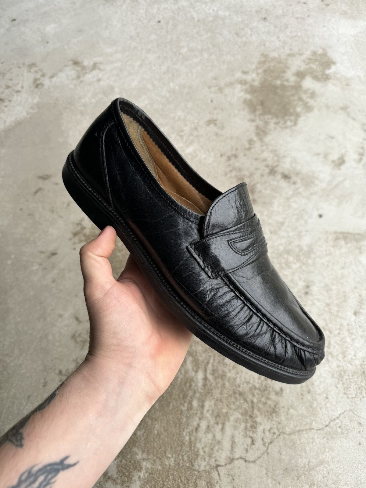 image of Avant Garde x Italian Designers Black High Quality Leather Loafers Vintage Y2K Italy Hype (Size 11.