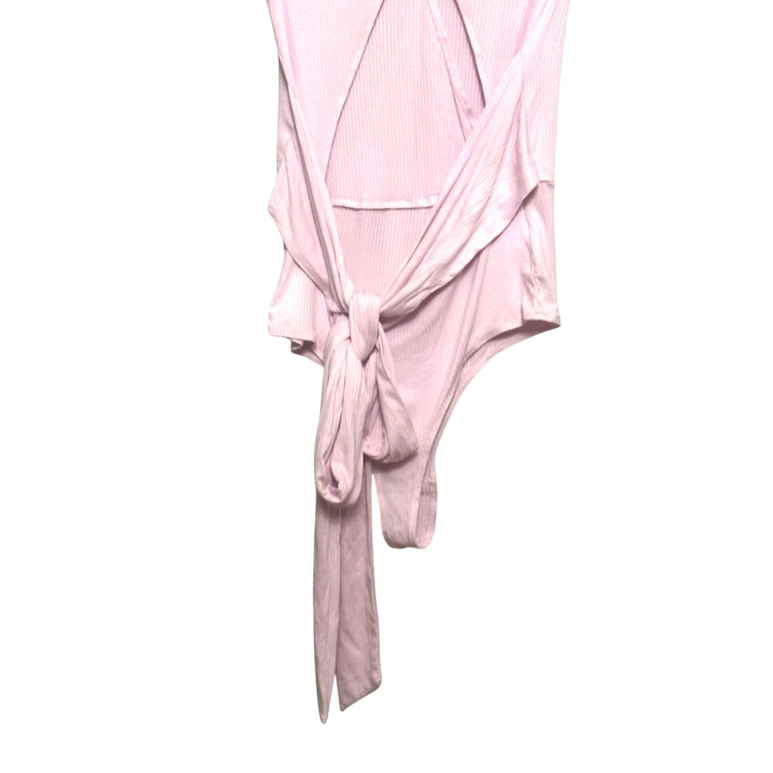 Other BCBGeneration Bodysuit Surplice Front Ribbed Tie Pink S NWOT Size S / US 4 / IT 40 - 8 Thumbnail