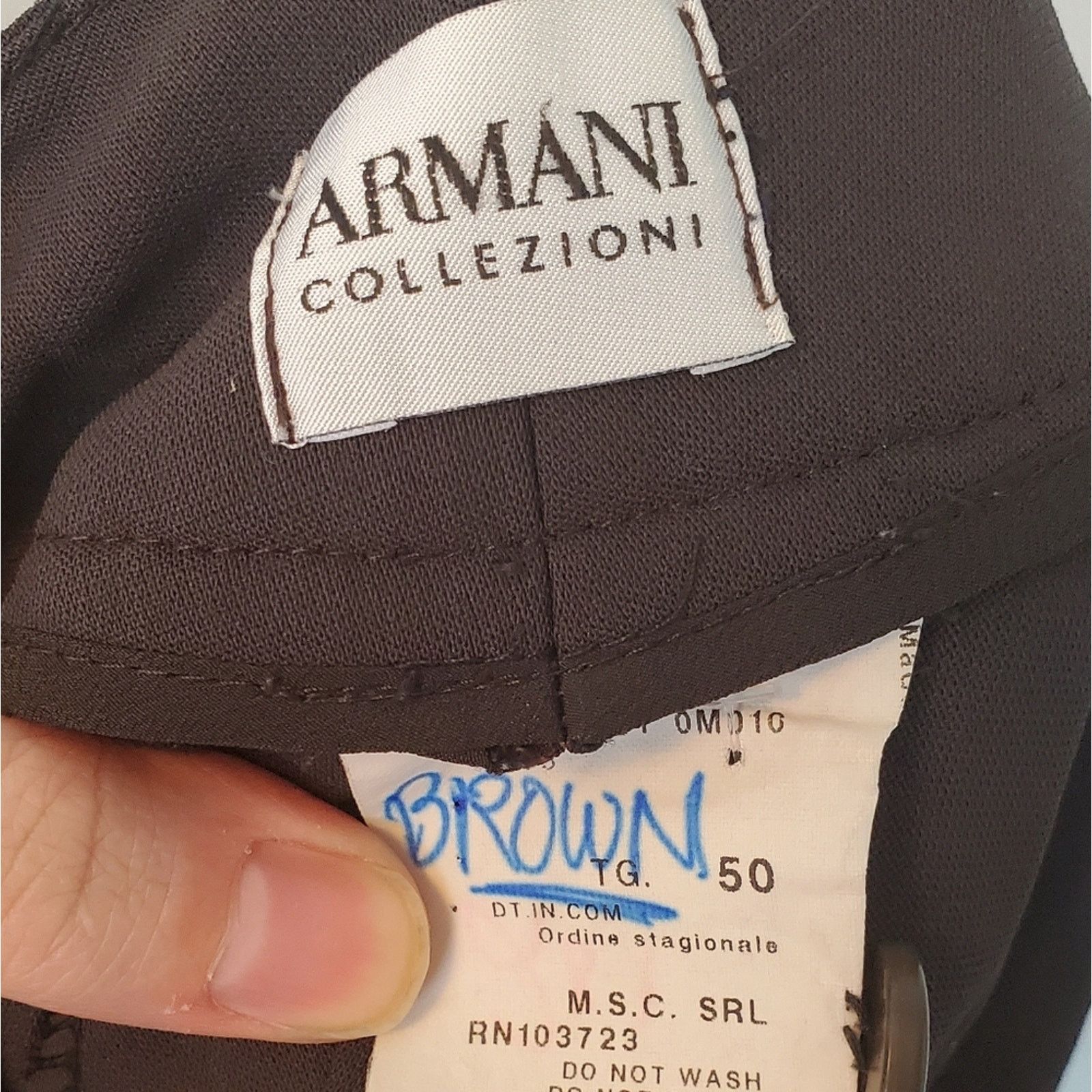 Armani Collezioni VINTAGE Armani Collezioni 80s Brown Wool Dress Pants 50IT Size 34" / US 12 / IT 48 - 9 Thumbnail
