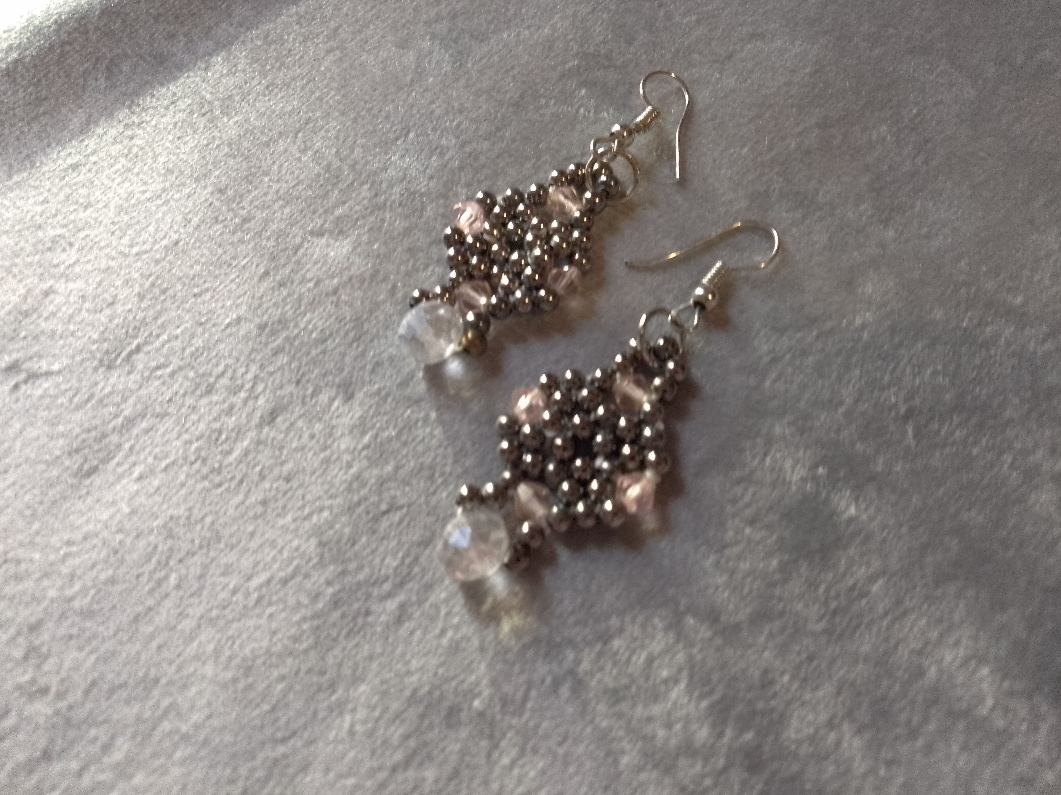 Handmade Necklace with cross pendant Earrings. Pink crystal+ brass Size ONE SIZE - 8 Thumbnail
