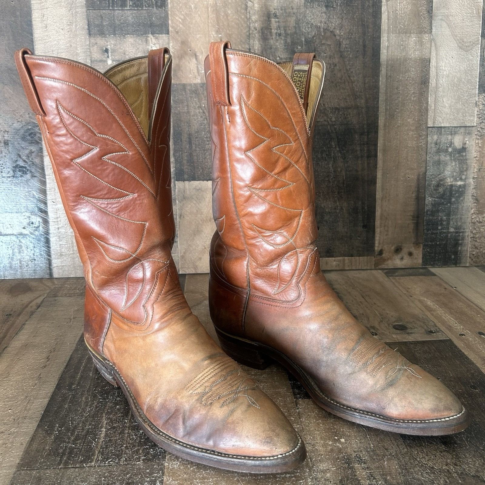 Vintage Hondo Vintage Good Year Sole Western Cowboy Boots Mens 13 D Size US 13 / EU 46 - 3 Thumbnail