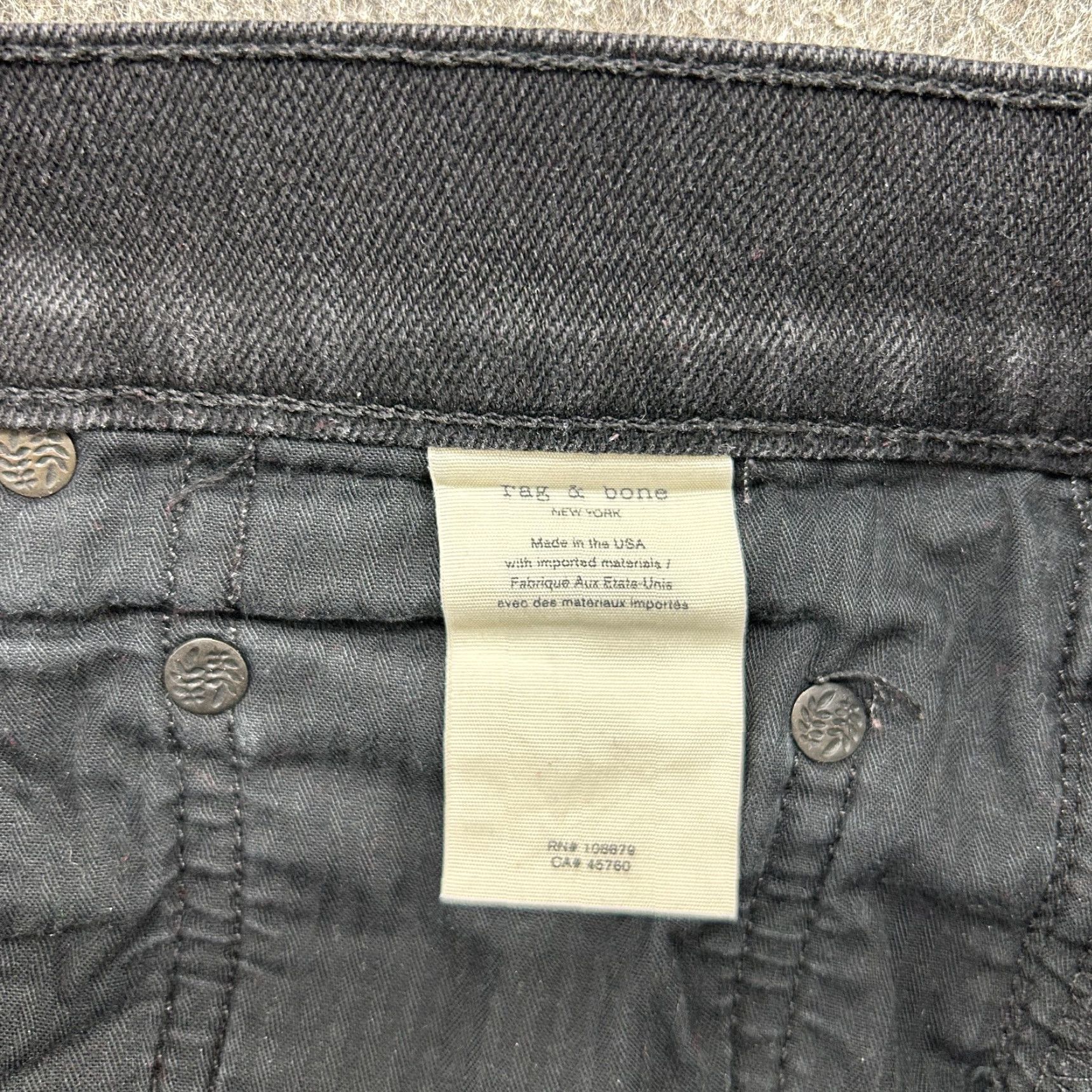 Rag & Bone Rag & Bone Jeans Slim Denim Black 30x34 Mens Regular Inseam 34 Ankle Slim Fit Dark Wash Cotton Blend Stretch Size US 30 / EU 46 - 5 Thumbnail
