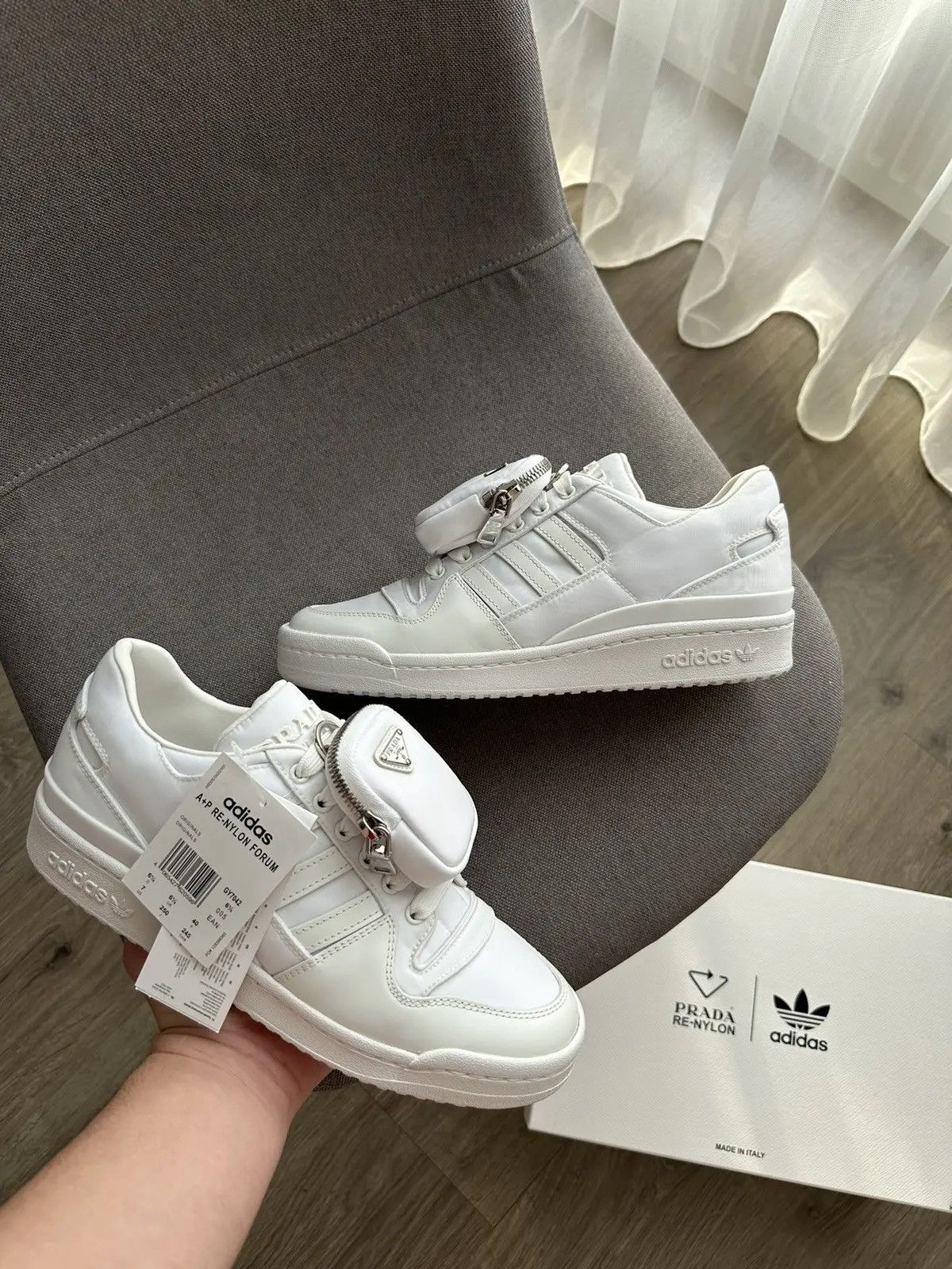 Adidas × Prada Prada Adidas Forum Low Nylon Sneakers White | Grailed